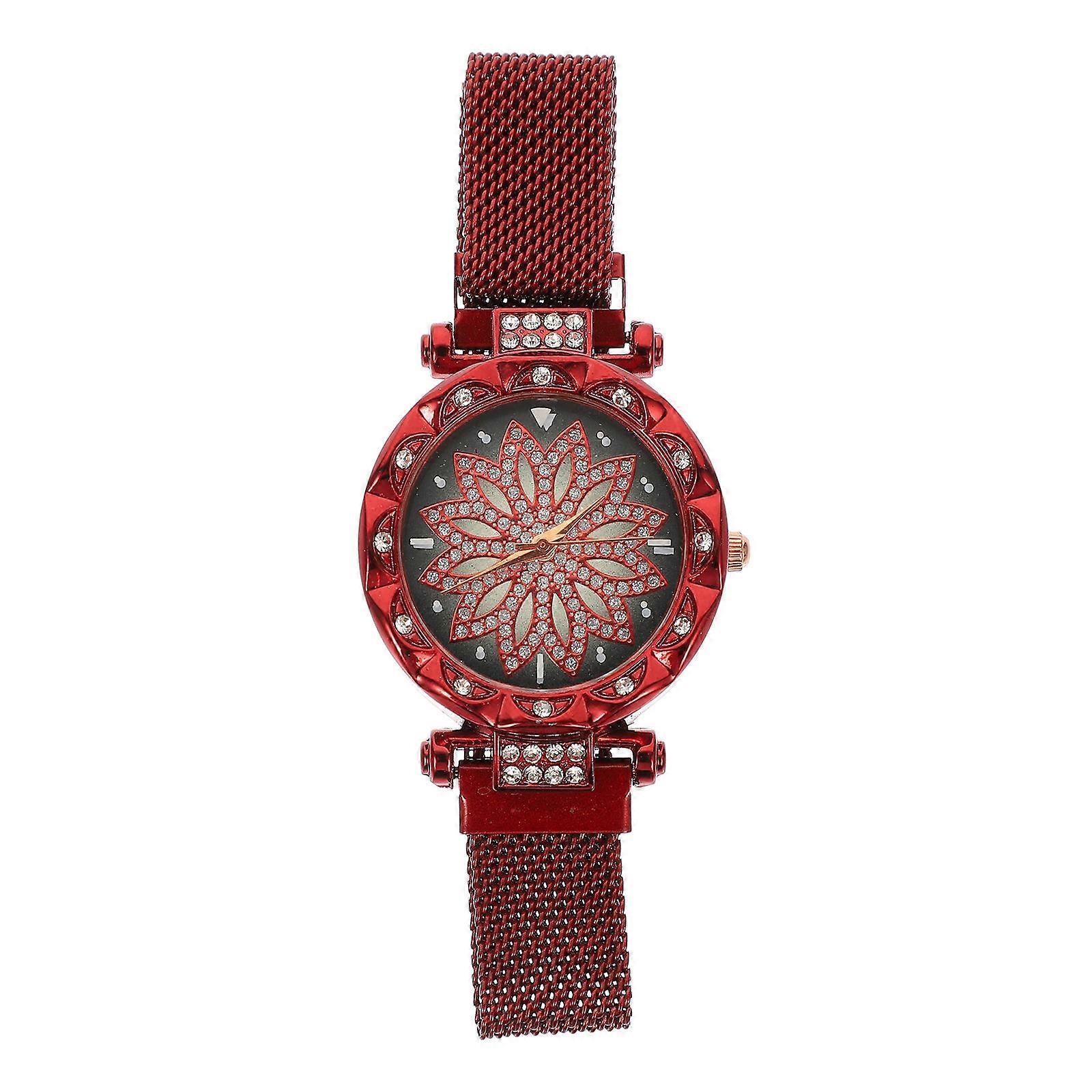 Women Wrist Watch Delicate Round Shape Precise and Accurate Time Keeping For Special Events Red 1Pack