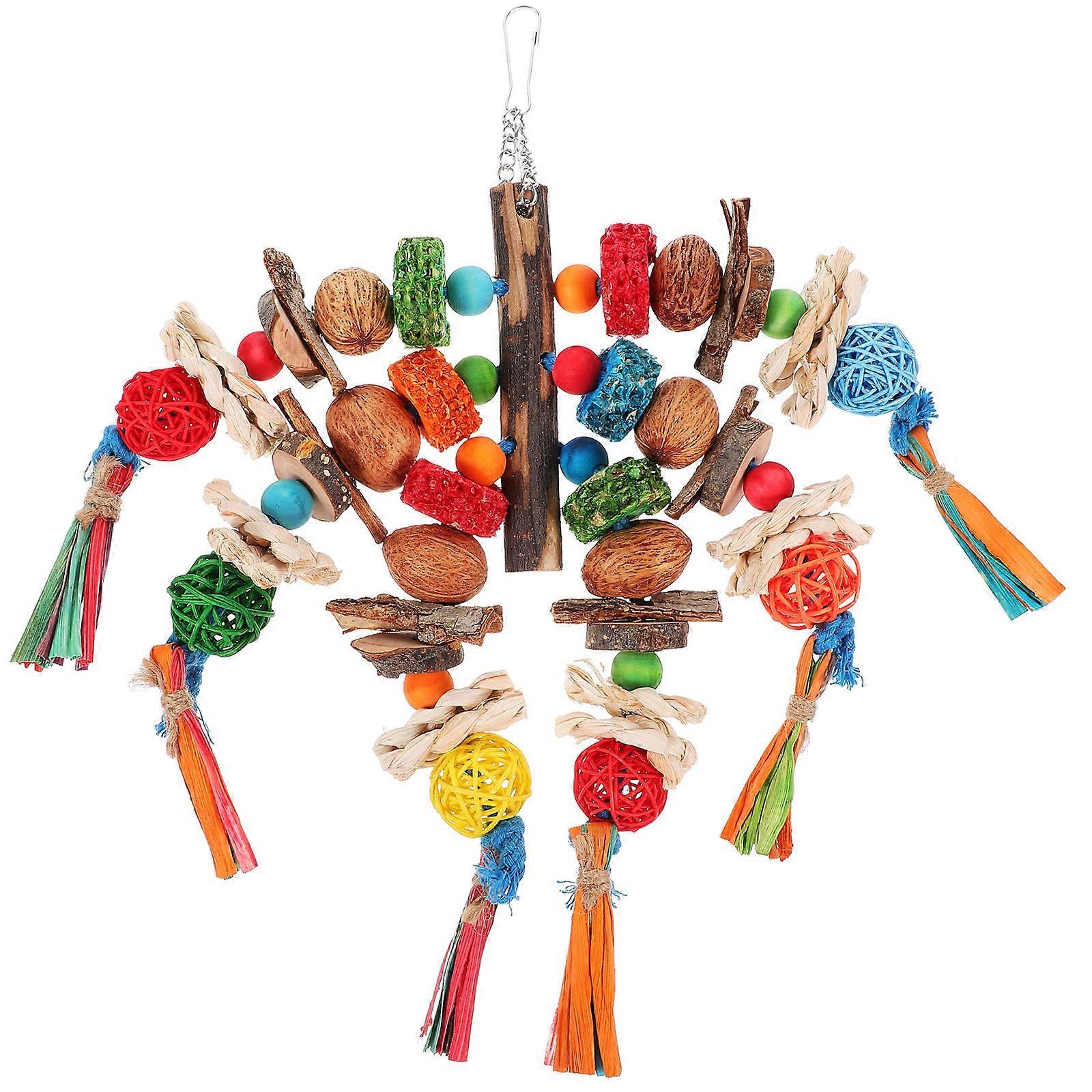 Bird Hanging Plaything Bird Chew Toy Indoor Play Wooden 1Set