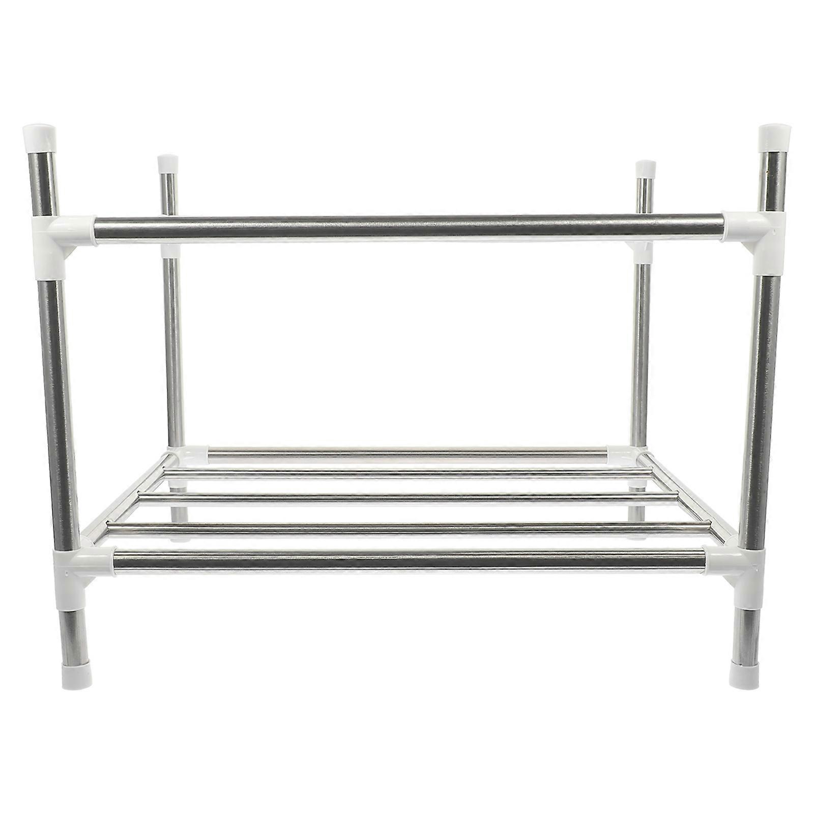 Pan Storage Organizer Stainless Steel Pot Rack For Kitchen Organization Silver 16.5 14.0 11.4in 1Set