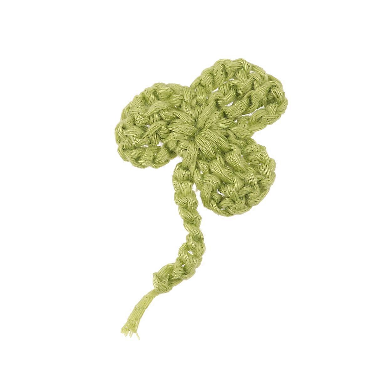 Flower Shape Cloth Embroidery Appliques Crochet Shamrock Applique DIY Projects Women 8x4cm Decorative 10Pcs