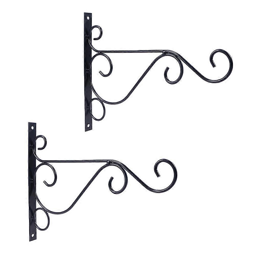 Outdoor Hanging Brackets for Garden Iron Hooks Large Size Black Suitable for Planters Bird Feeders and Lanterns 2Pcs