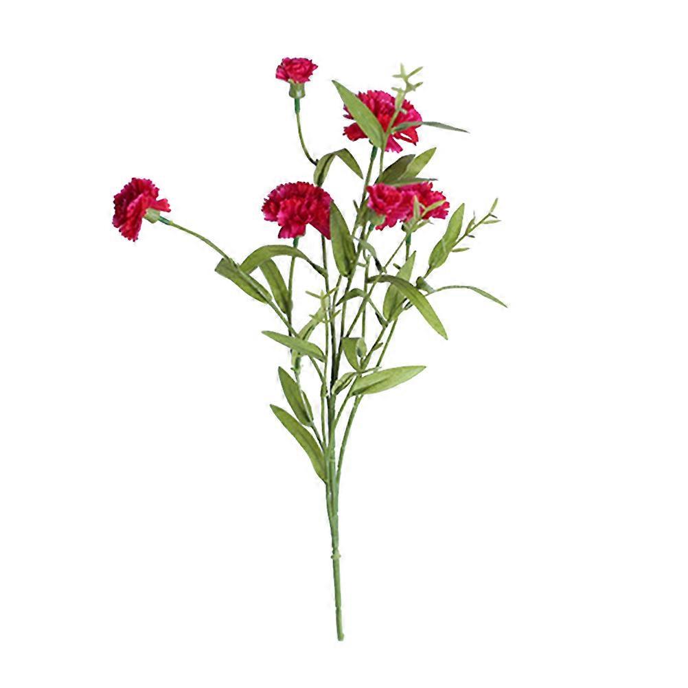 Simulation Flowers Stems Single Branch 6-Head Small Carnation for Wedding Table Decor Rosy Color 3-6cm Head Diameter Simulated Plant Model 1Pcs