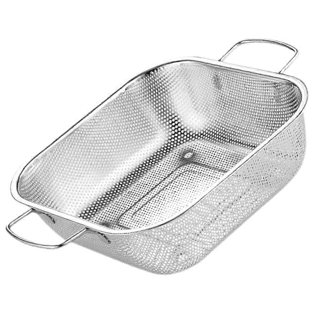 Fruit Draining Basket with Handle Stainless Steel Multifunction Kitchen Tool for Household Users 1Pcs