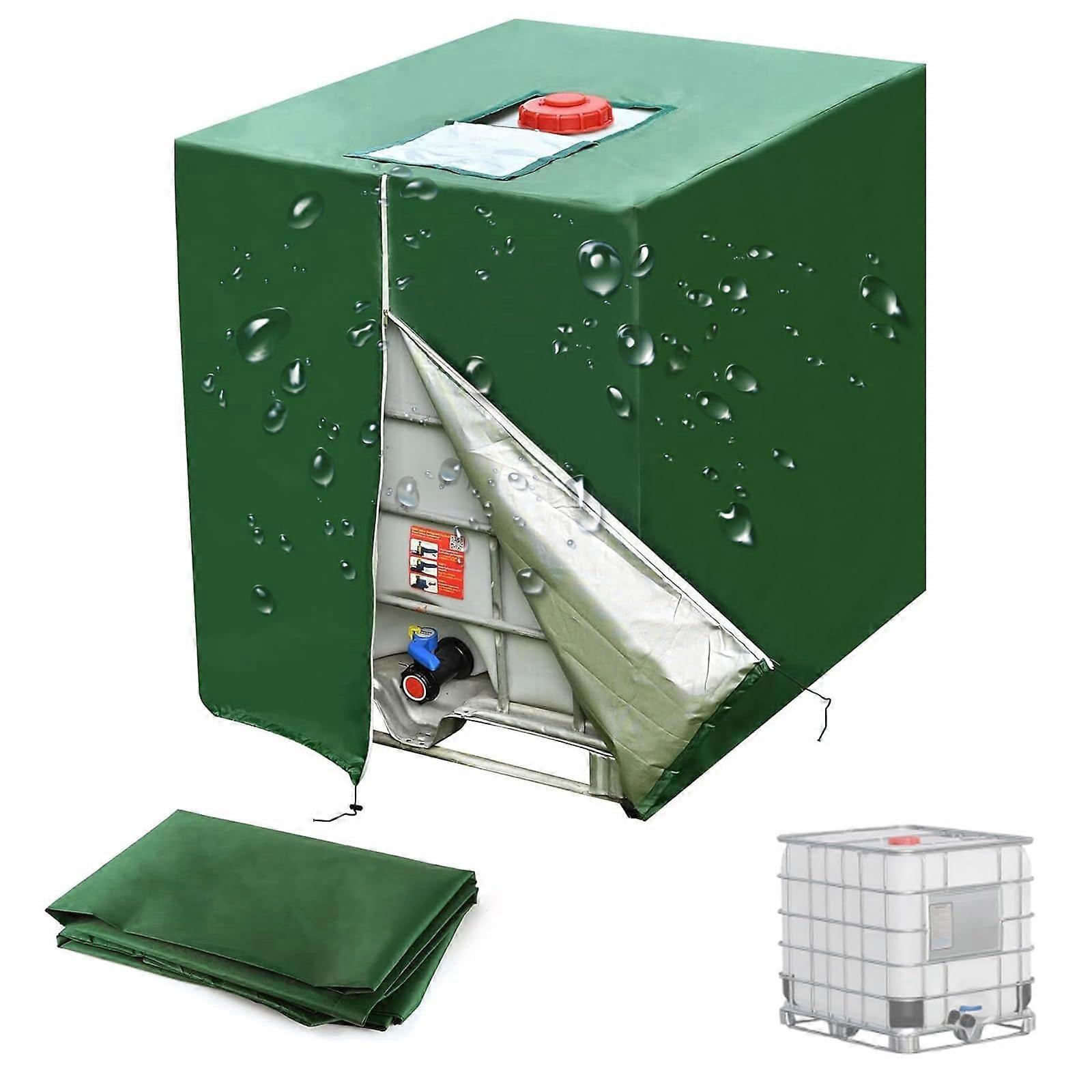 Cover for IBC Container 1000L, IBC Tank Cover with Zippers, 420D TearResistant (100L:120100116cm Green) Ref: 5501
