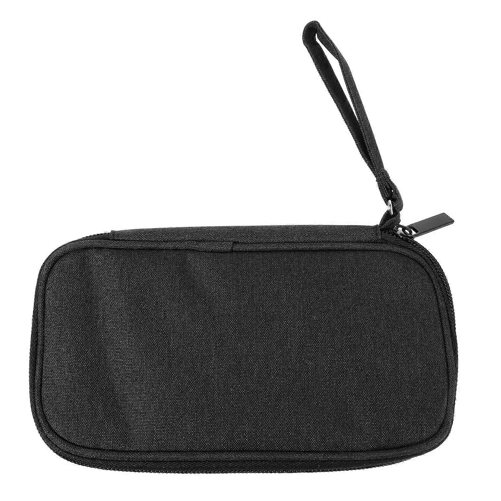 Portable Power Bank Organizer Case in Black – Durable Oxford Cloth Storage Bag for Earphones, Cables & Chargers with Comfortable Hand Strap and