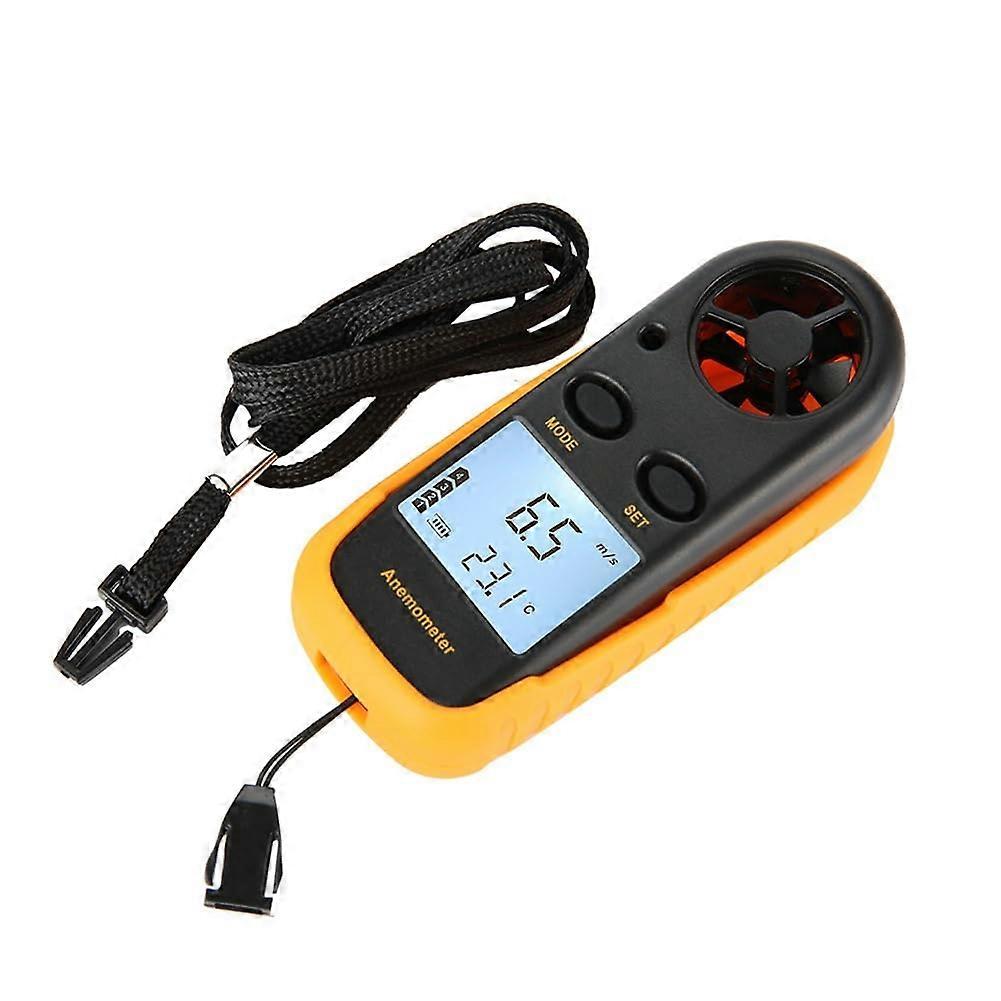 Industrial Digital Anemometer with Backlight, Five Wind Speed Units, Yellow and Black, 1 Piece, Accurate Measurements