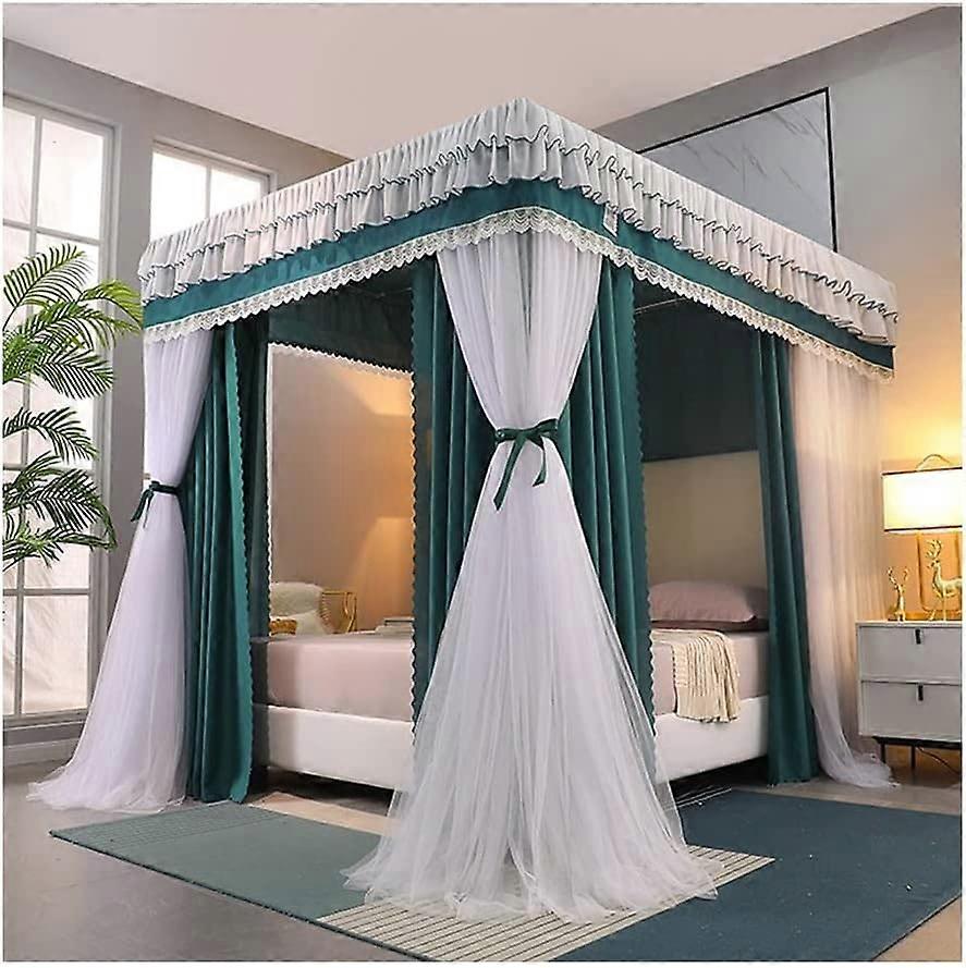 European luxury mosquito net with canopy, romantic bed curtain (Green1, 150x200cm) Ref: 4352