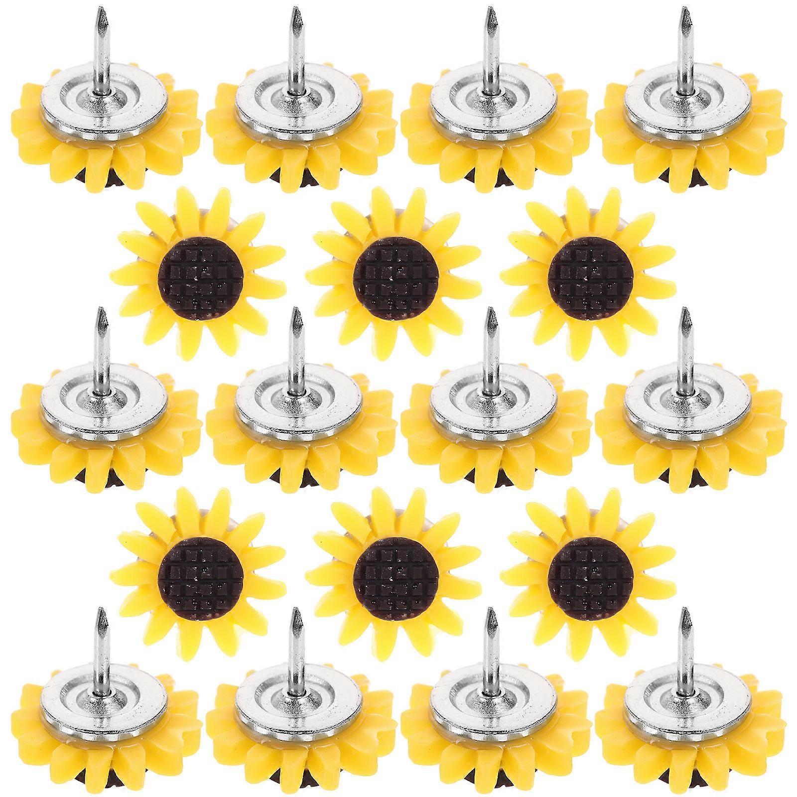Sturdy Thumb Tacks Sunflower Shape Cork Pushpin Geography Lessons Travel Photo Display 1.6x1.6x1.6cm 40Pcs
