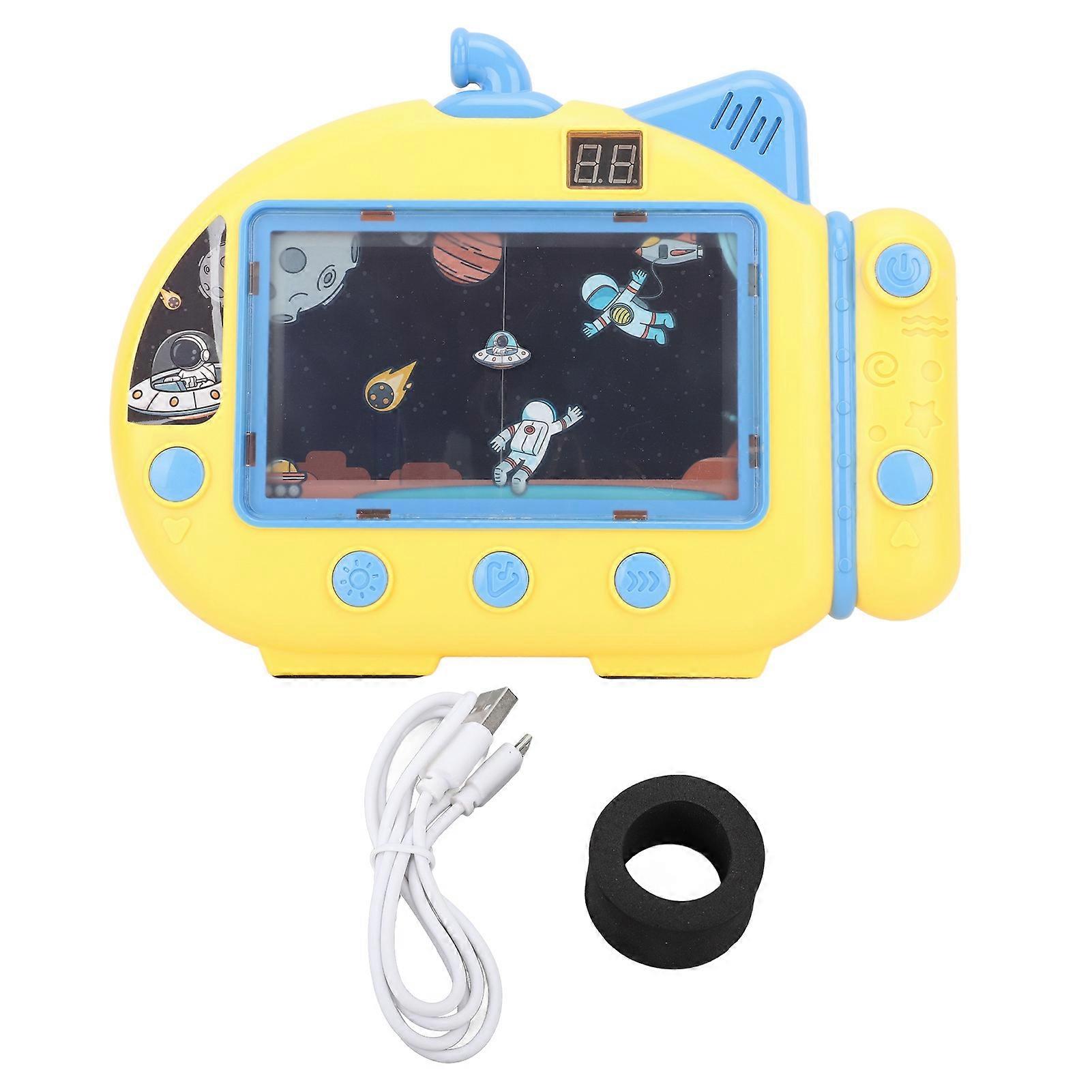Yellow Space-Themed Handheld Game Console for Kids - Educational Obstacle Avoidance Toy