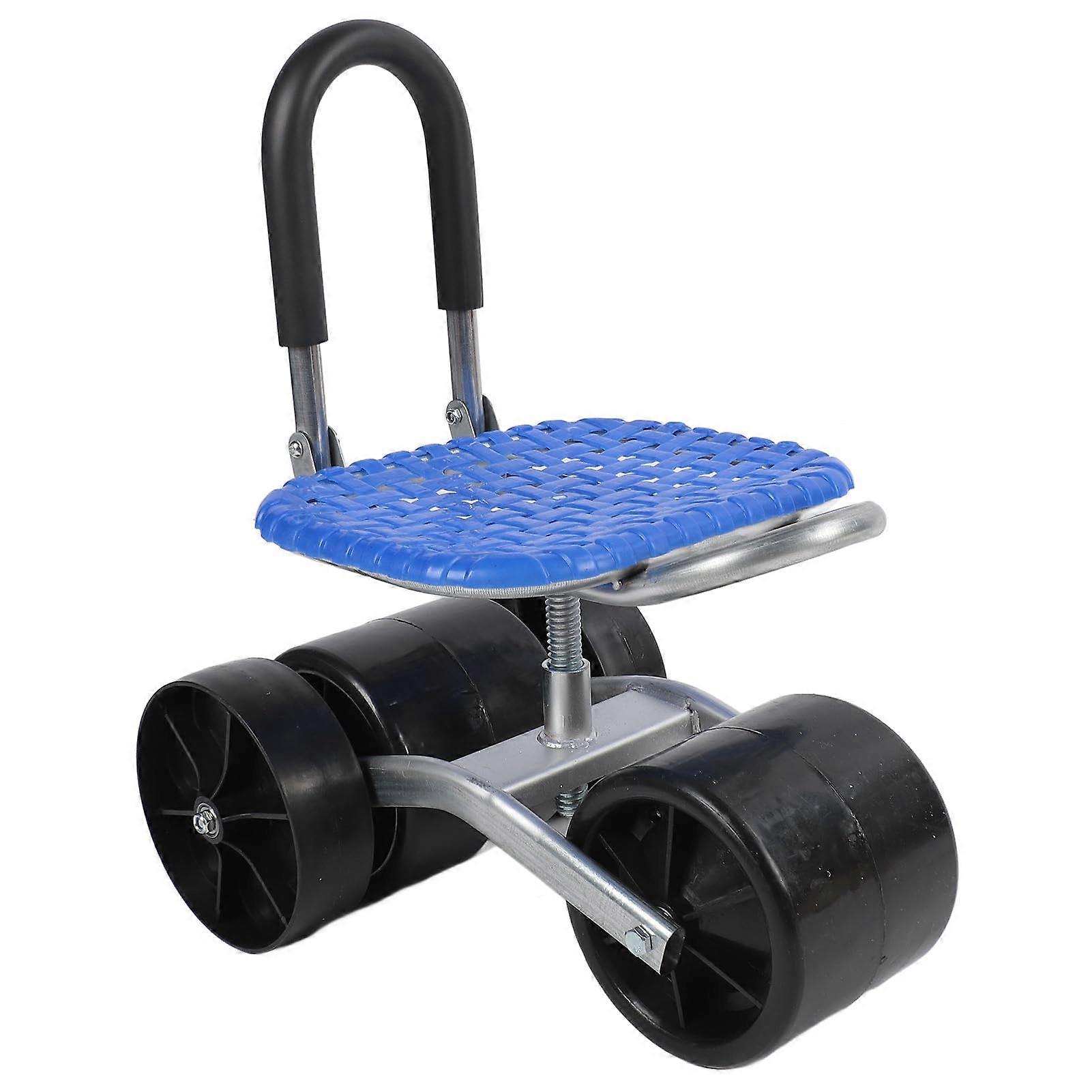 Garden Cart Tool Rolling Stool with 360 Rotating Seat, Adjustable Height