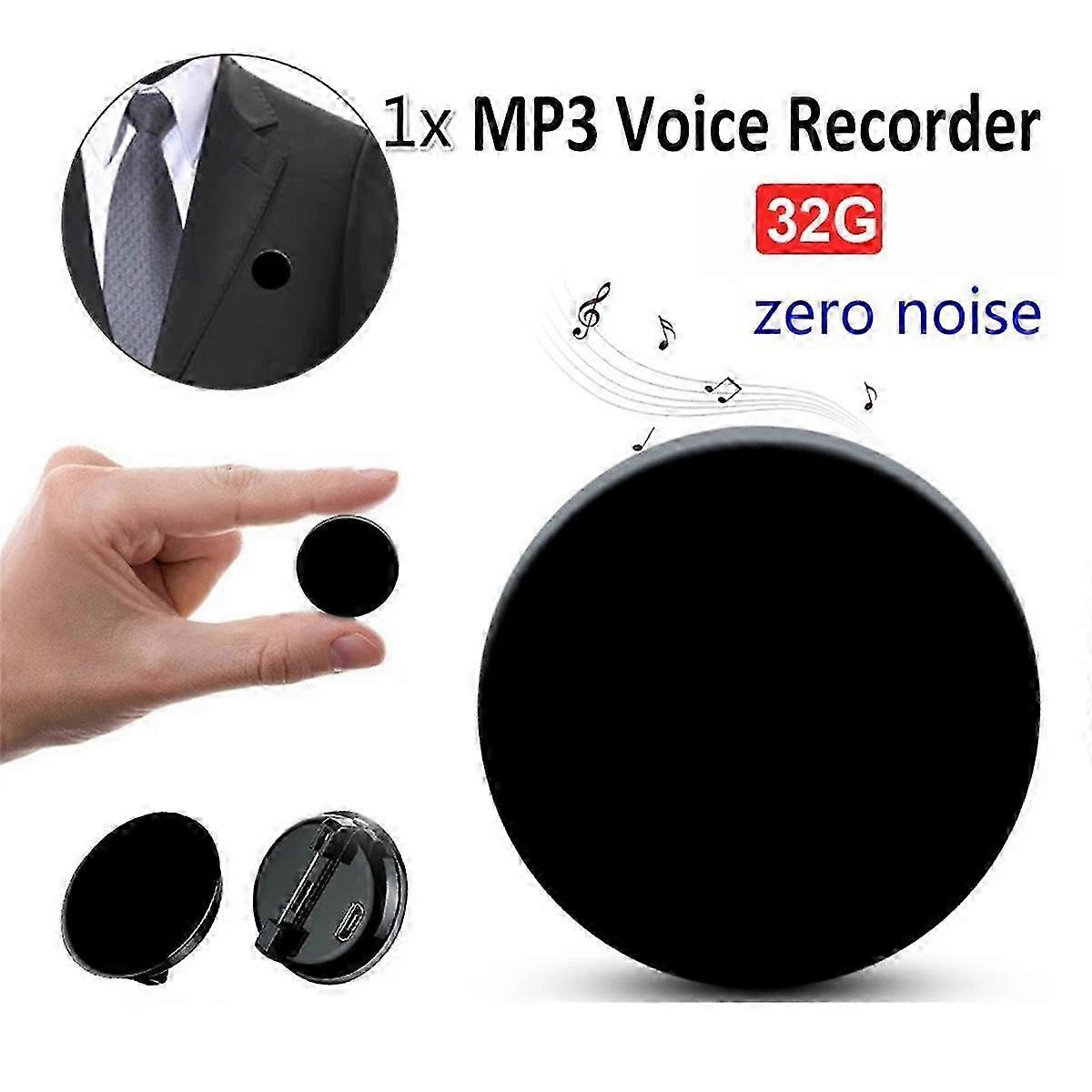 Mini Digital Voice Recorder Brooch with 32GB Capacity for Long Distance Recording and MP3 Playback