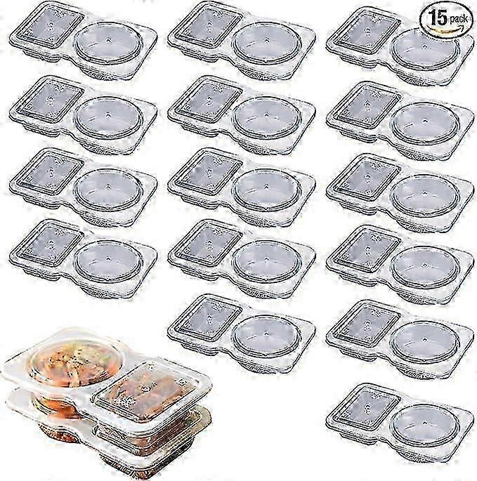 Double Compartment Condiment Container with Lids, 2 Compartment Snack Containers