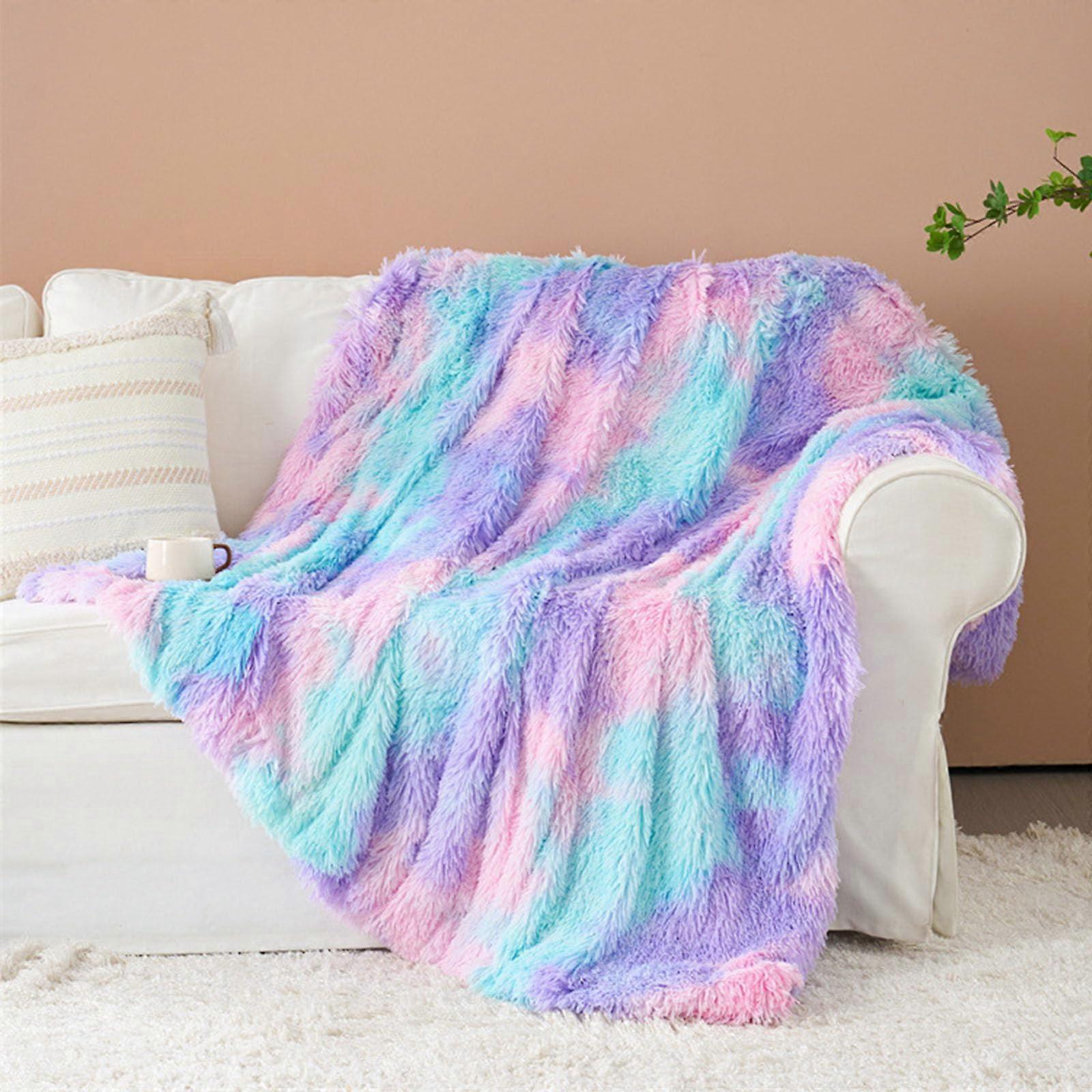 Large Soft Blue Fleece Blanket, Plush Polyester Throw for Queen Size Beds, 130x160cm Model 003