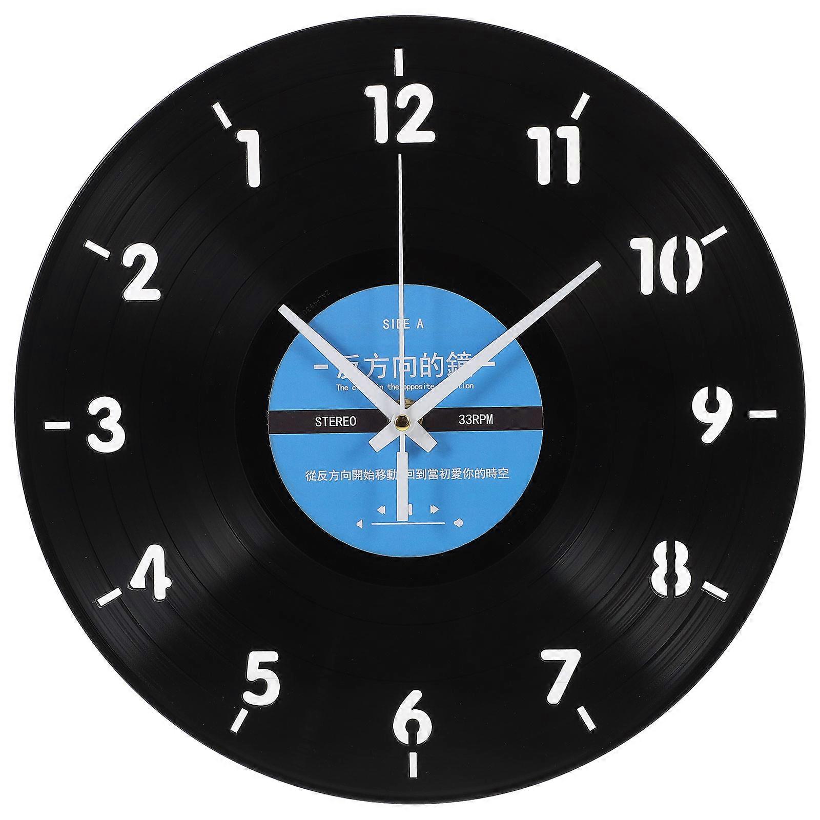 Chic Reverse Turning Wall Clock with Unique Vinyl Record Design, Silent Low Noise Functionality, Creative Home Decor for Bedroom and Office