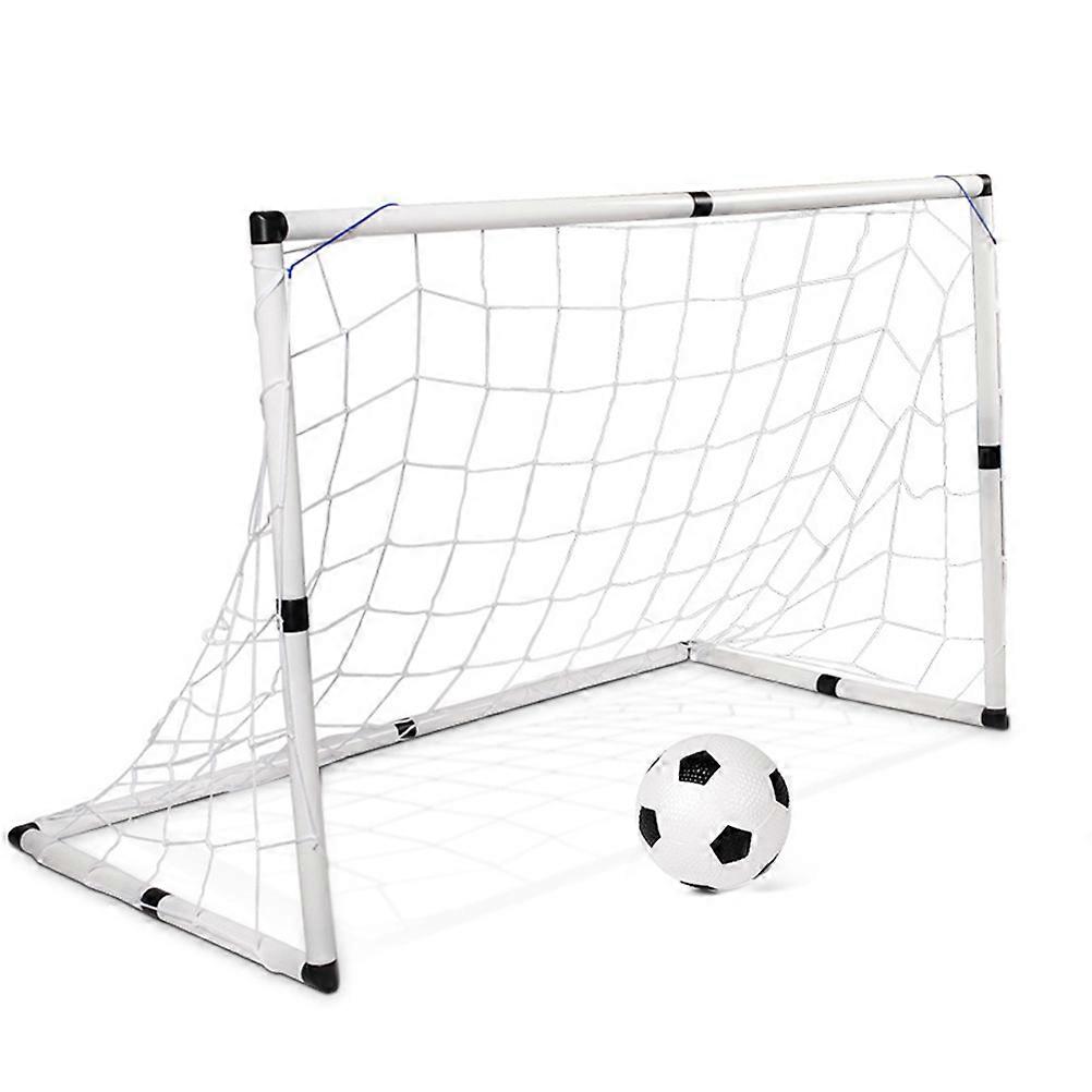 Outdoor DIY Mini Football Goal Set with Synthetic Soccer Ball, Inflator & Iron Nails for Training & Games