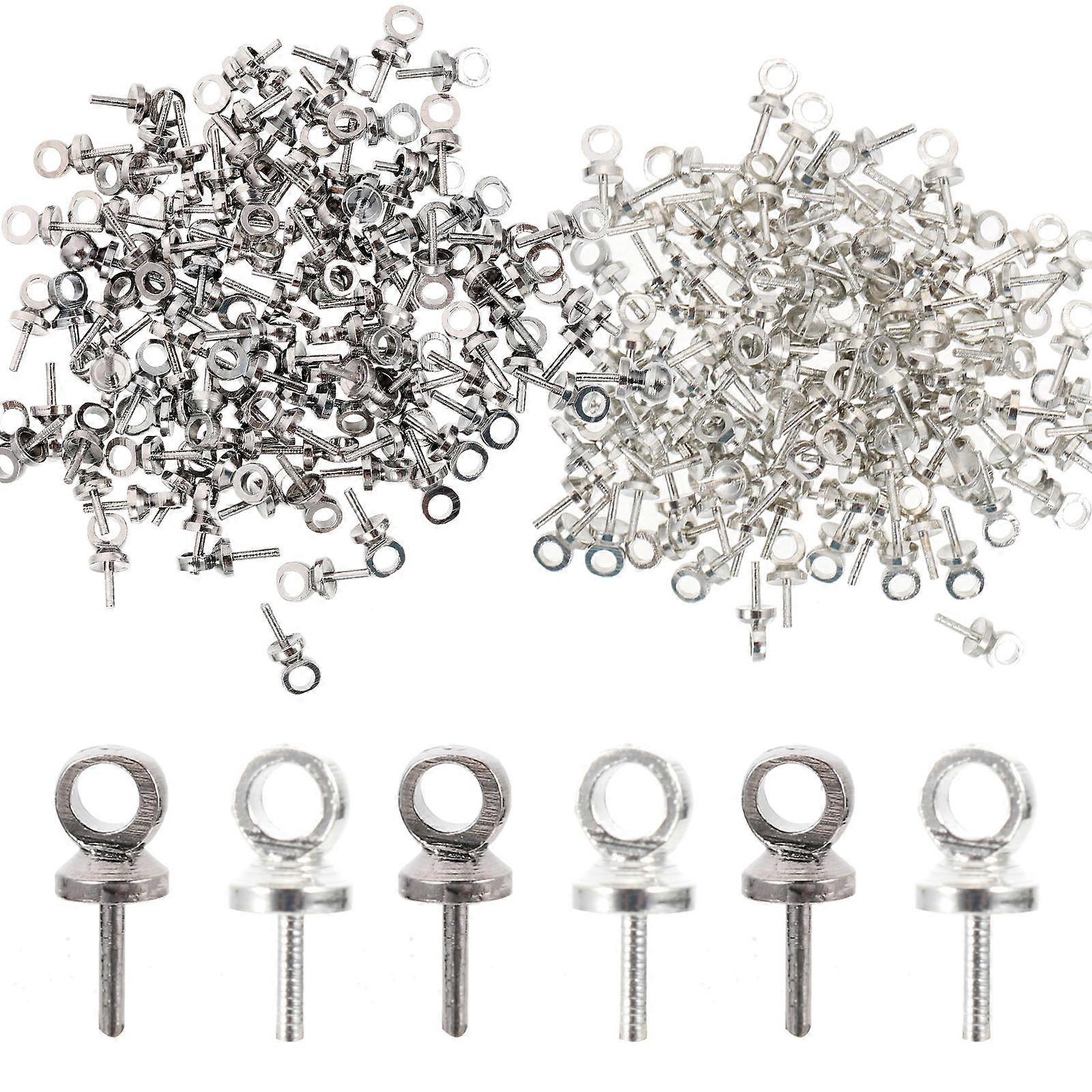 2 Sets of Small Screw Eye Pins for Jewelry Making Threaded Hooks