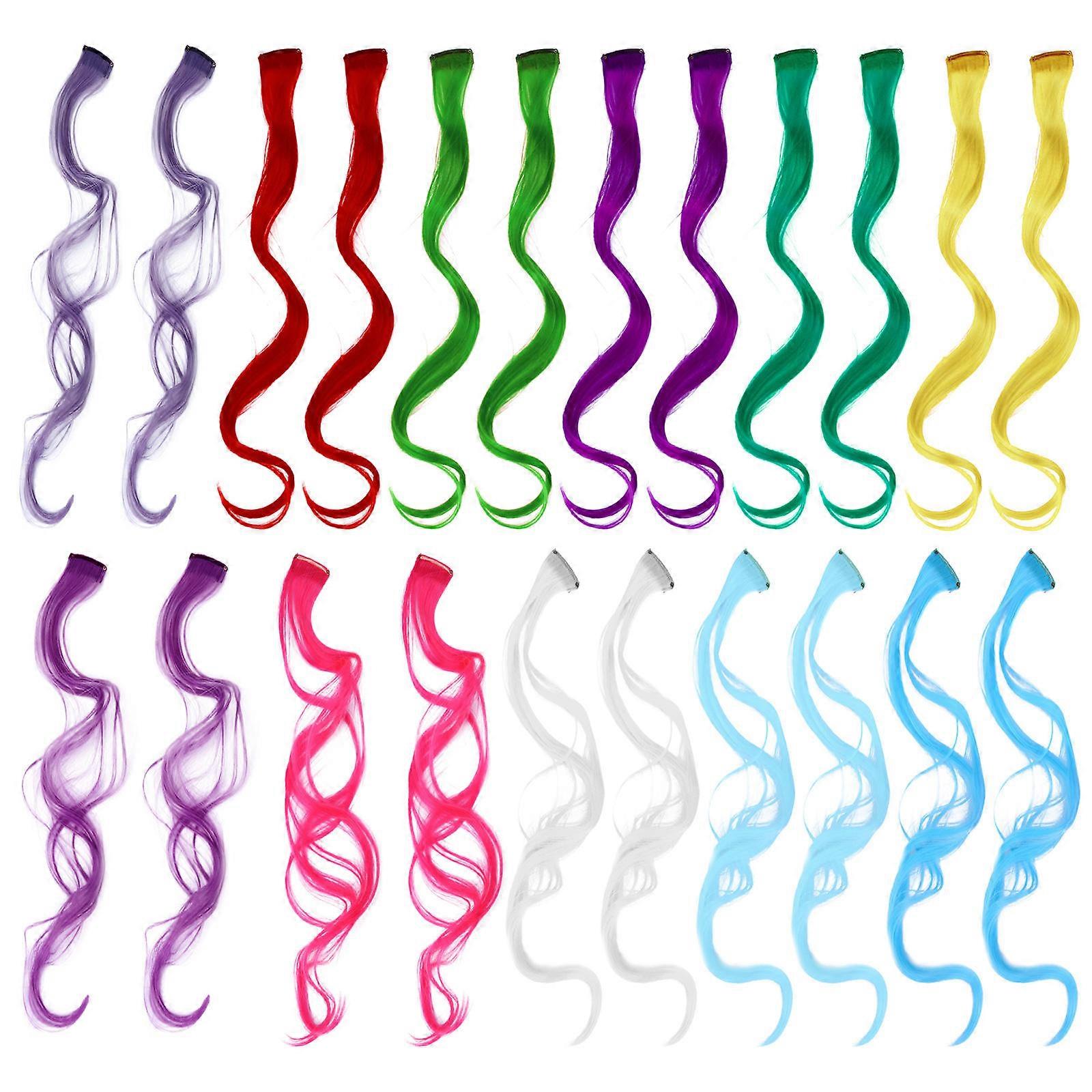 Curly Wavy Clip In Hair Extensions 22PCS Mixed Colors Durable Heat Resistant One Piece Clips for Easy Attachment and Glamorous Style