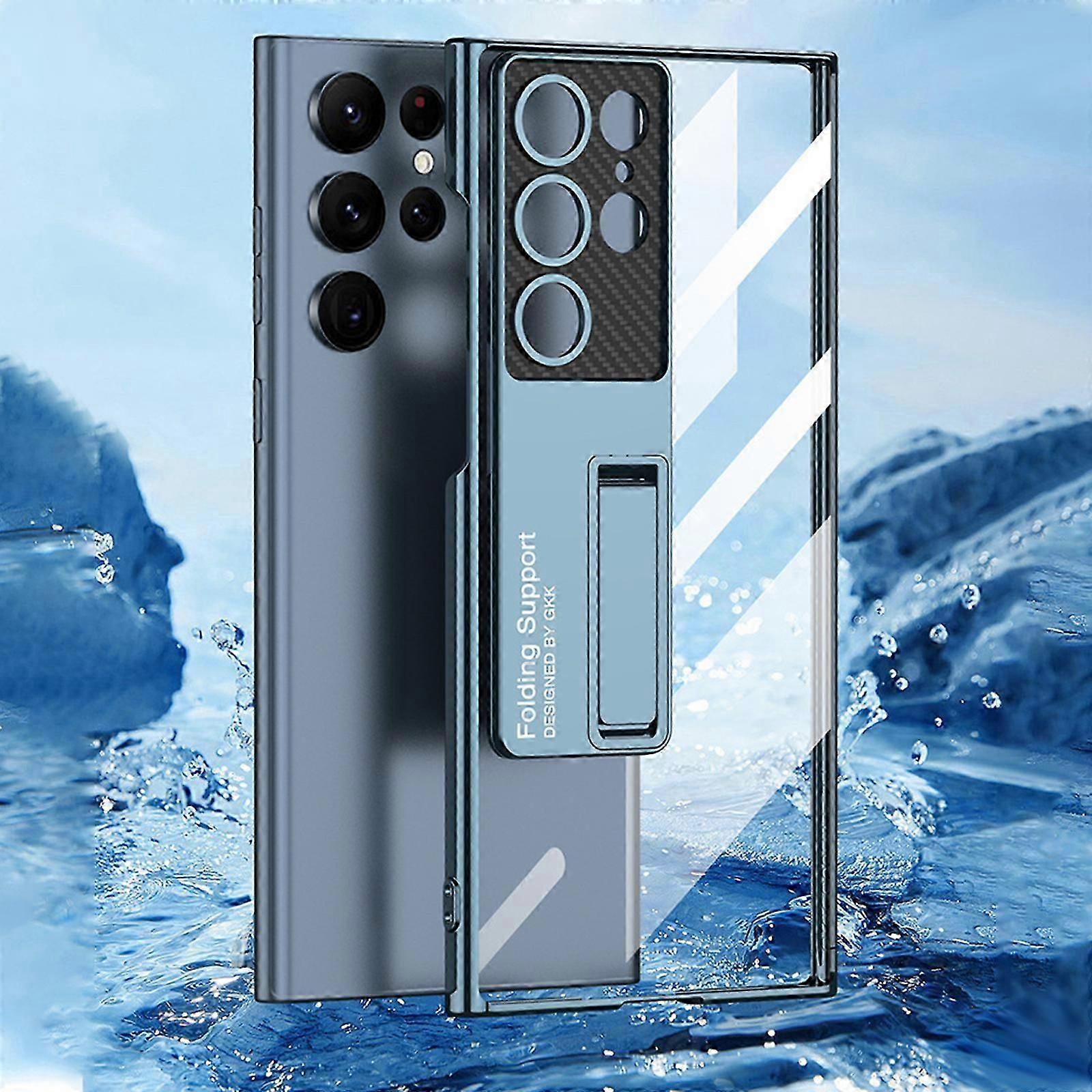Suitable for Samsung Galaxy S24 Case, Solid Color, Simple and Full-Body Protective Cover Case with Transparent Phantom Stand, Shockproof Anti-Scratch