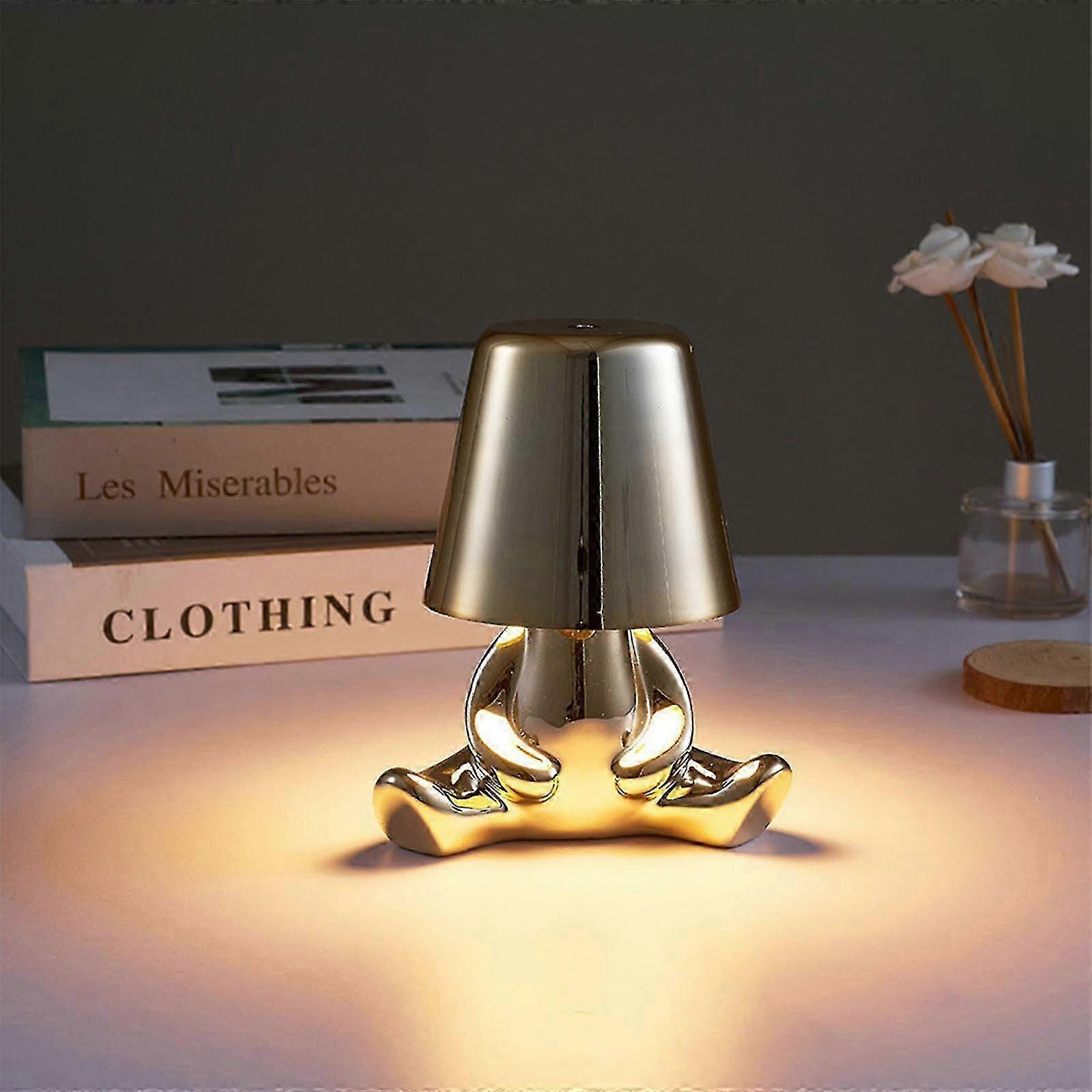 Thinker Lamp, Touch Control Table Lamp, Creative Little Gold Man Thinker Statue Led Desk Lamp, Decoration Gift