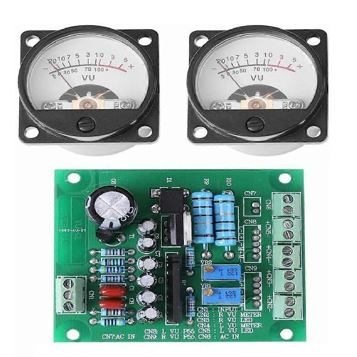 VU Meter Driver Board Db Level Meter Amplifier Meter Driver Board + 2Pcs VU Meter 9-12V DC Input
