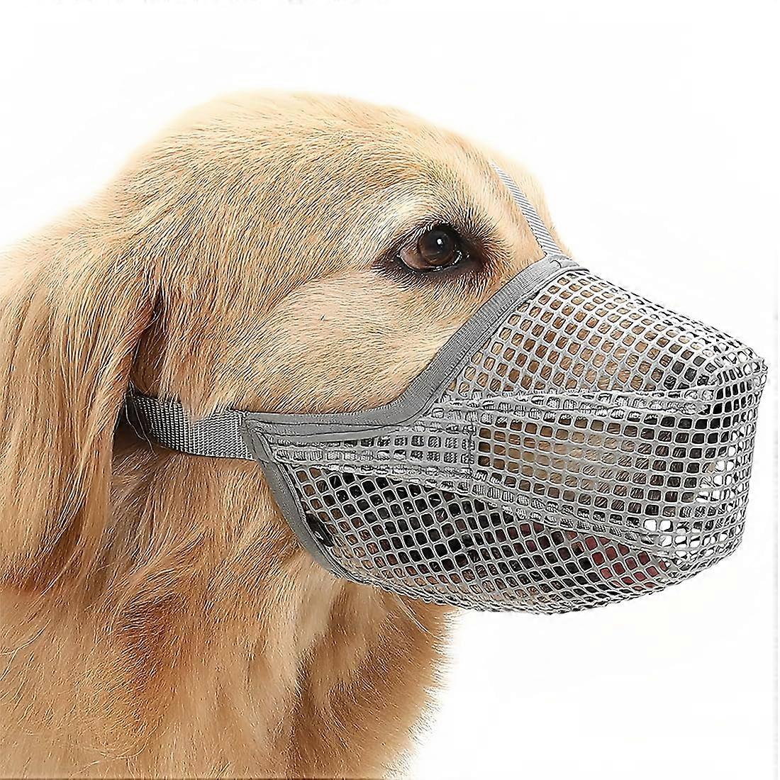 Dog Muzzle, Rounded Mesh Loop Dog Muzzle, Breathable, Secure Quick Fit, Muzzle for Small, Medium, and Large Dogs, Prevents Biting (XL, Grey)