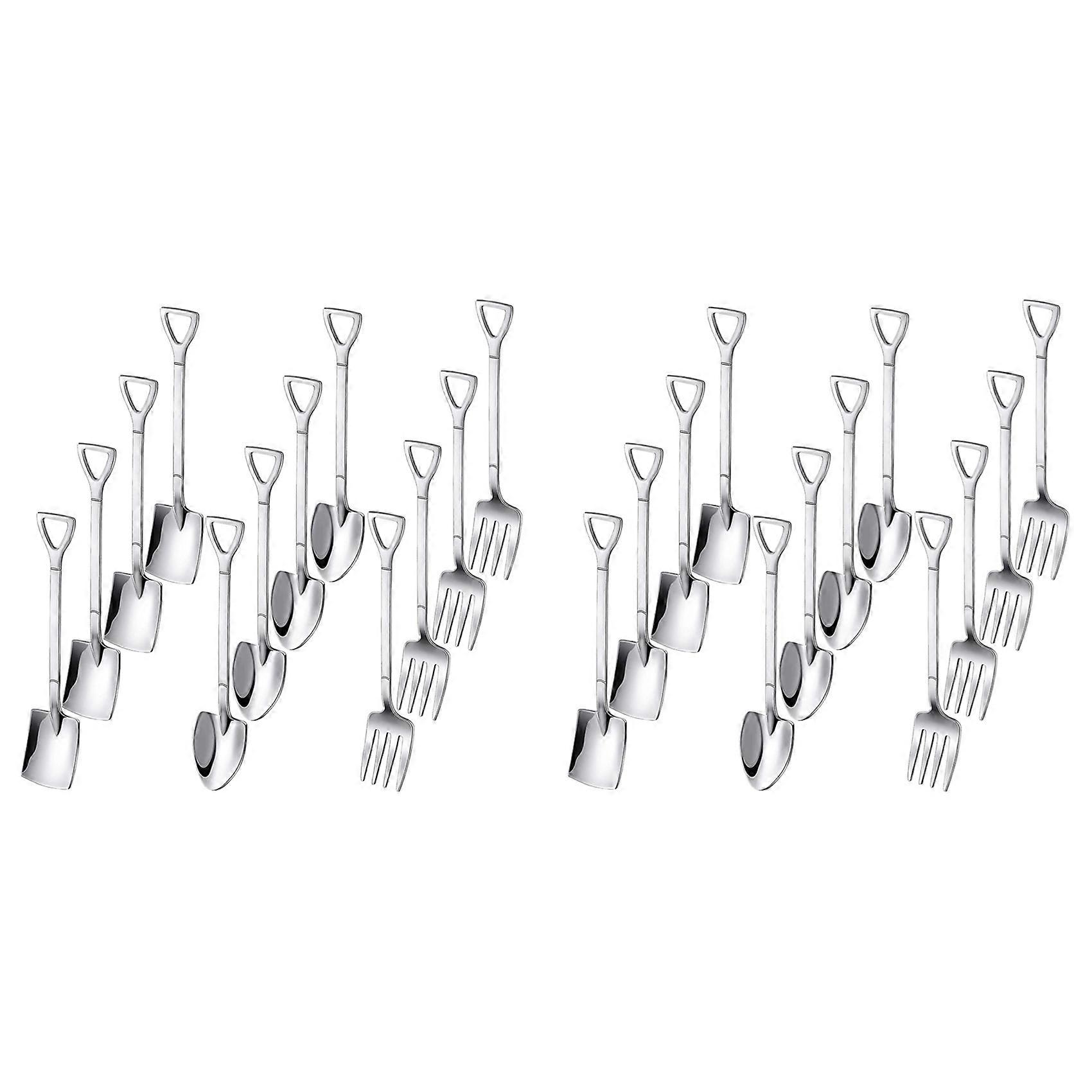 12PCS Dessert Spoons and Forks Set, Mini Shovel Spoons for Cake Fruit