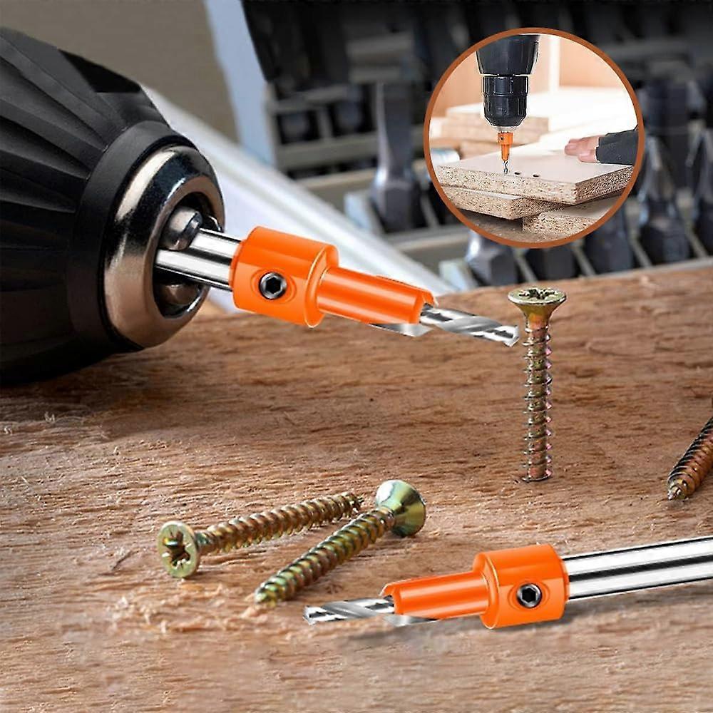 1 countersink drill, 5 spare drill bits  1 tapered drill bit