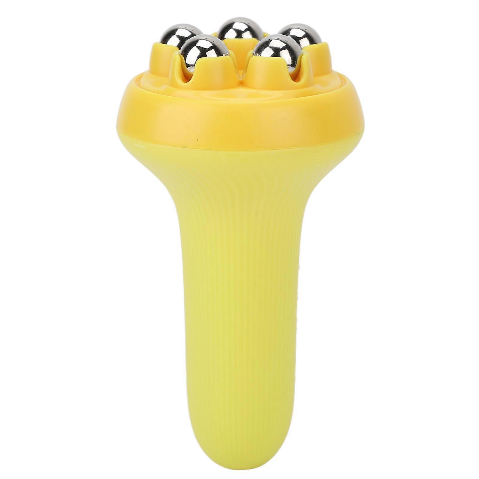Handhold Meridian Roller Five Ball Shaping Sport Muscle Relax Relieve Rheumatic Joint Scraping Brush Massage Slimming Yellow