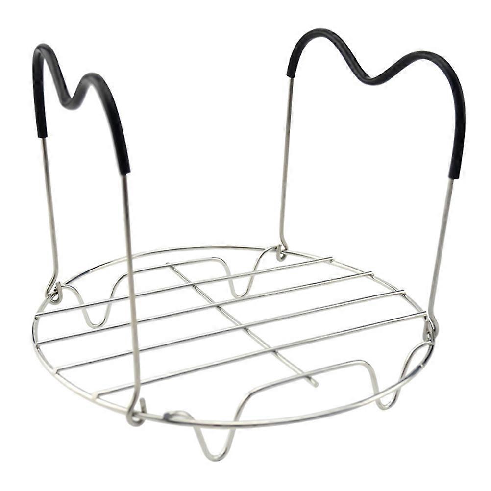 1pc Stainless Steel Steaming Rack with Silicone Handle for Pressure Cooker and Iron Pot