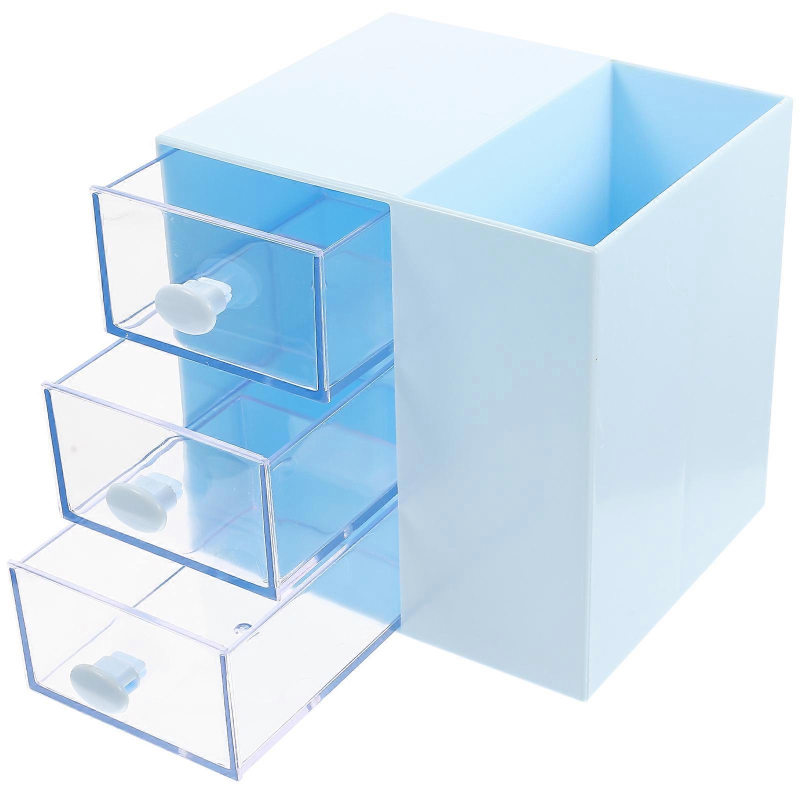 Desktop Makeup Organizer Rectangular Cosmetics Storage Holder Office Use ABS Material 4.6×3.9×3.9in Organization 1Set