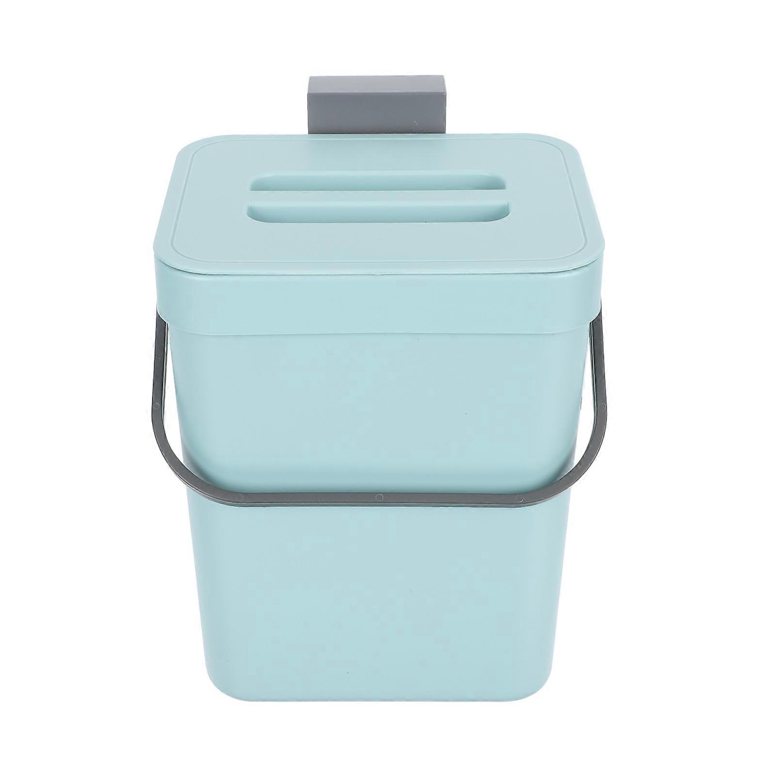 Small Trash Can Hanging Garbage Bin for Home Use Rectangular Shape Modern Style Blue Color 1Pack