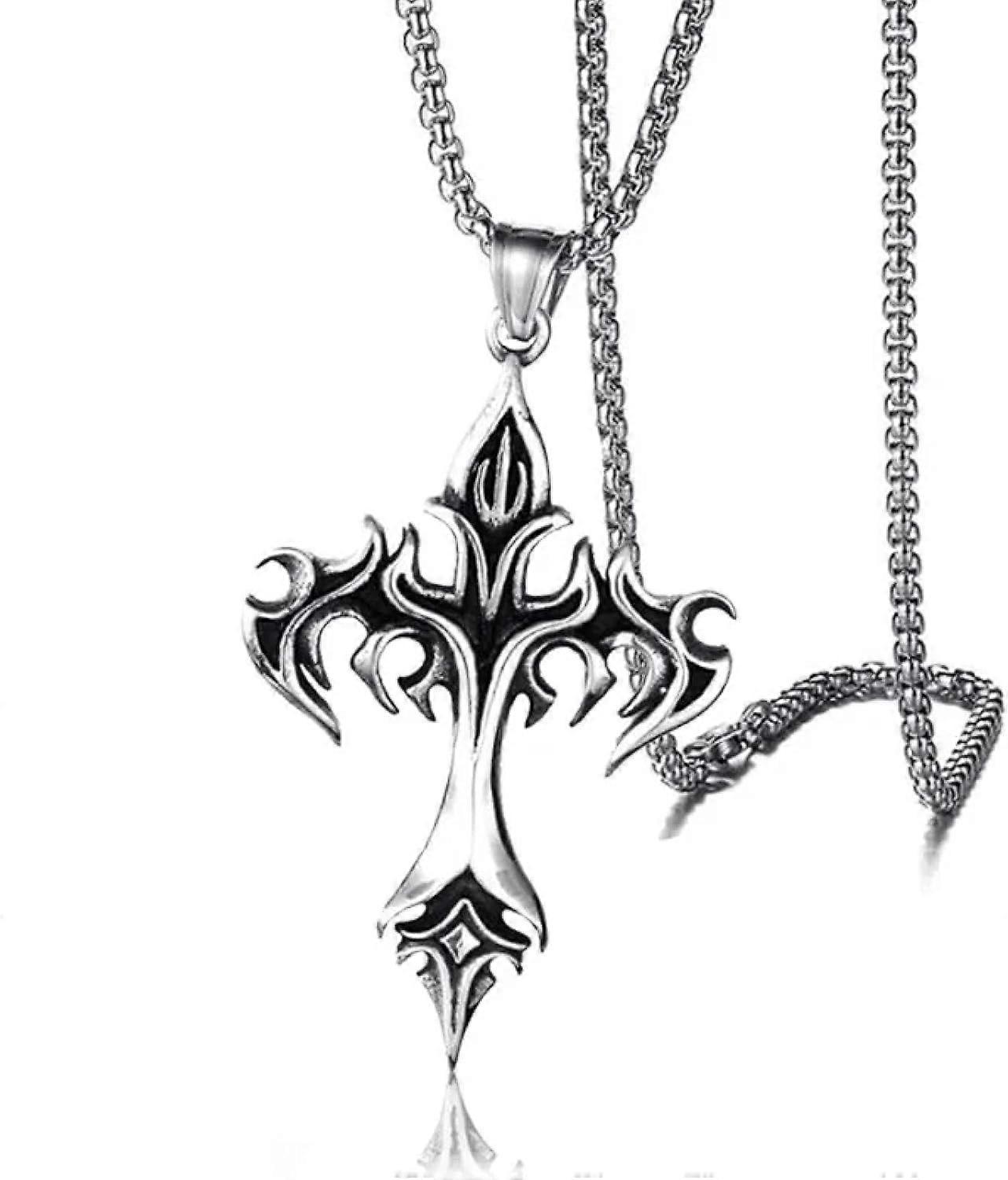 Men, chain necklace men pendant cross pendant gothic accessory