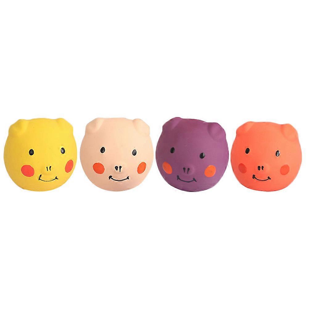 4pcs Squeaky Pig Balls for Dogs – Latex Chew Toys for Puppies, Durable & Safe, Mixed Colors, Interactive Play & Training Activity Supply
