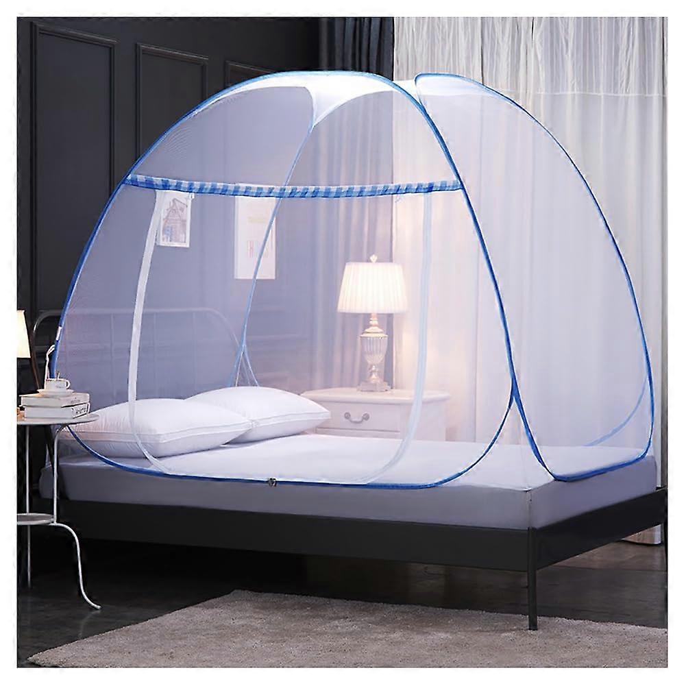 Pop Up Mosquito Net Tent with Double Door Zipper for Bed Camping Travel Dome 120x198x150cm