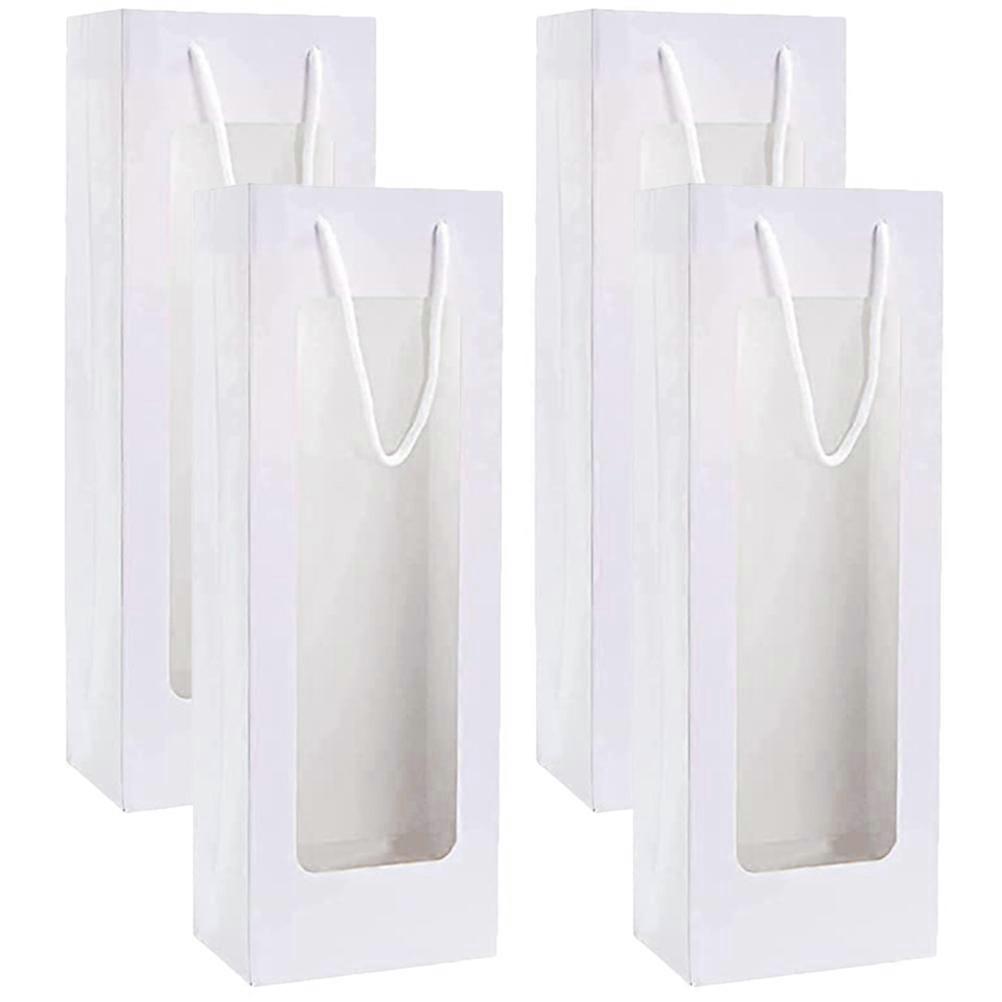 4pcs Wine Gift Bags Kraft Paper with Window for Red Wine Packaging