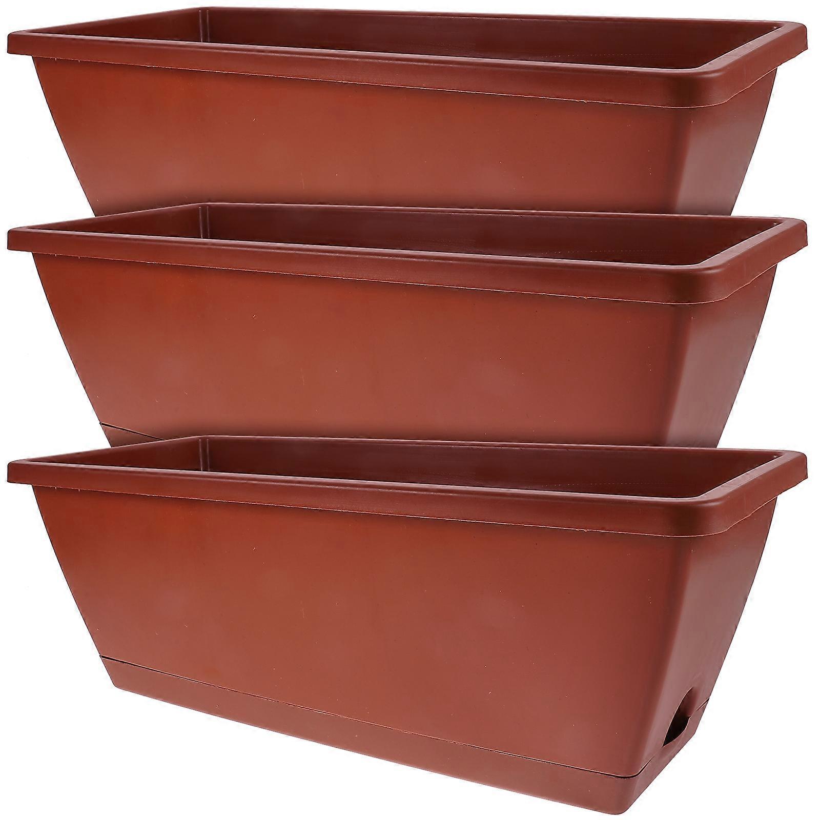 Plastic Flower Pots for Home Use Red Planter Basket with Thickened Design 3pcs