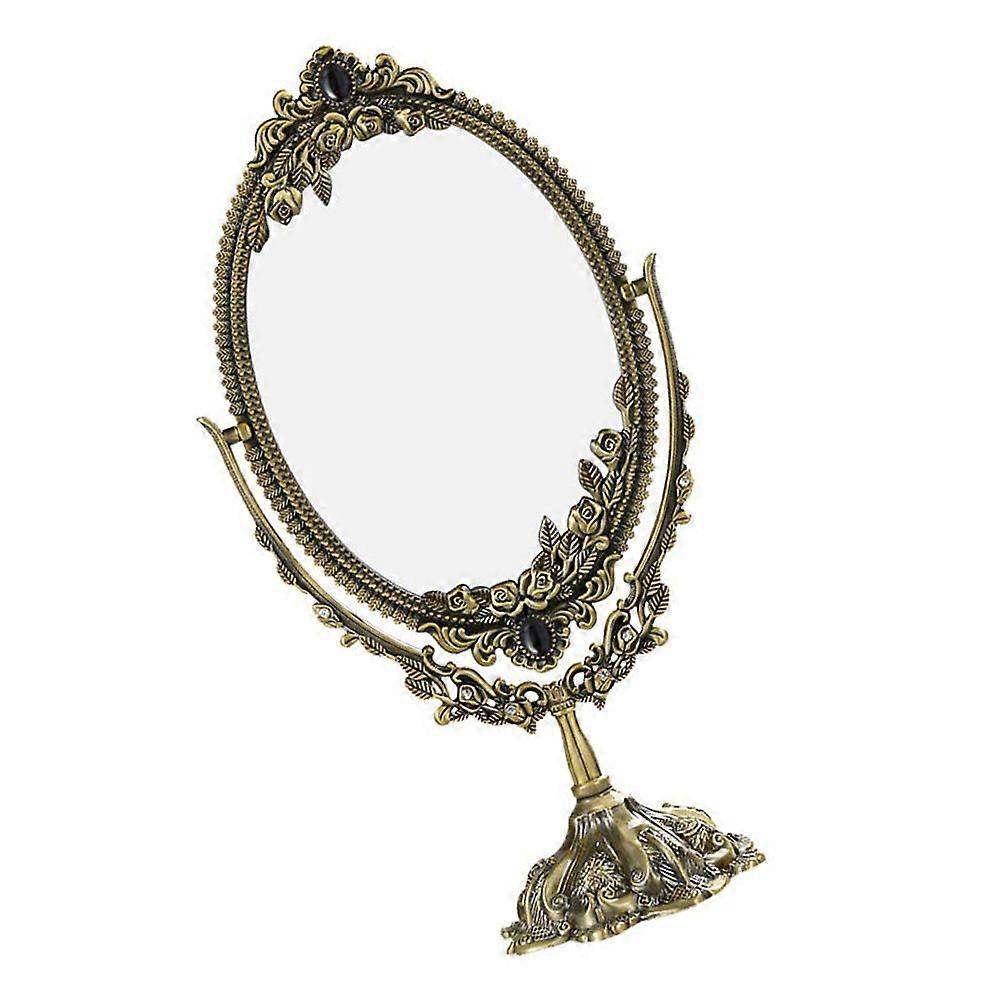 Retro Mirror Desktop Mirror Women Cosmetic Mirror Home Makeup Tool 29x15cm Desktop Placement