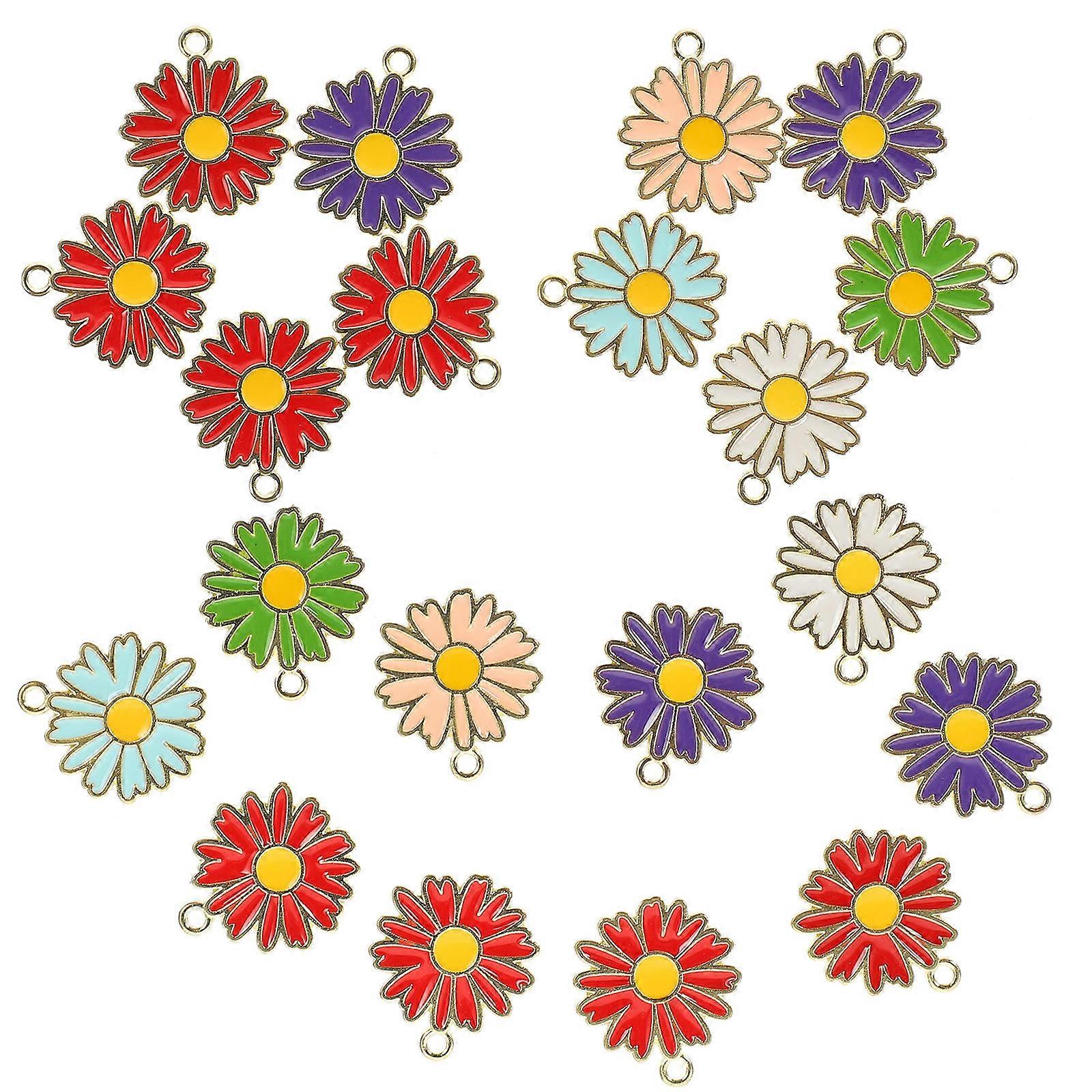 20pcs Daisy Alloy Pendants Multi Color DIY Charms for Necklaces & Bracelets Creative Craft Accessories Adorable Ornaments for Handmade Projects