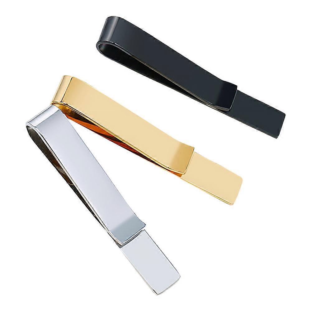 Fashion Tie Clips Set of 3 Assorted Colors Stainless Steel Durable Tie Bars for Business Use
