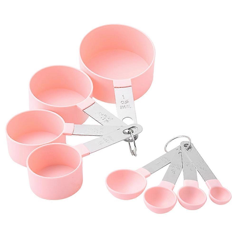 Accurate Measuring Baking Tool Stackable Measuring Cups Spoons Set Pink 1Set