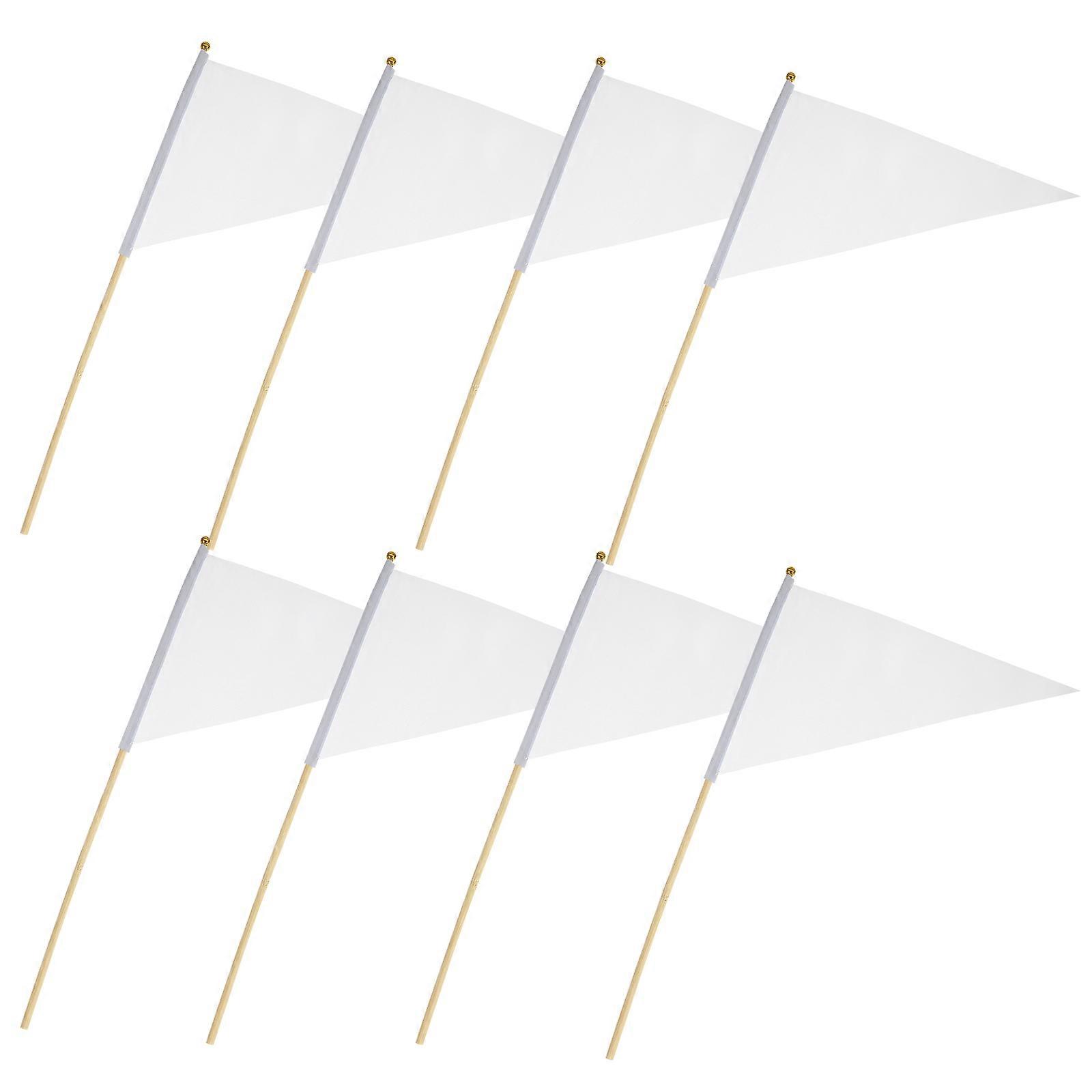 White Bamboo and Polyester Lawn Marking Flags for Decoration Suitable for Garden Yard and Lawn 8 Pieces