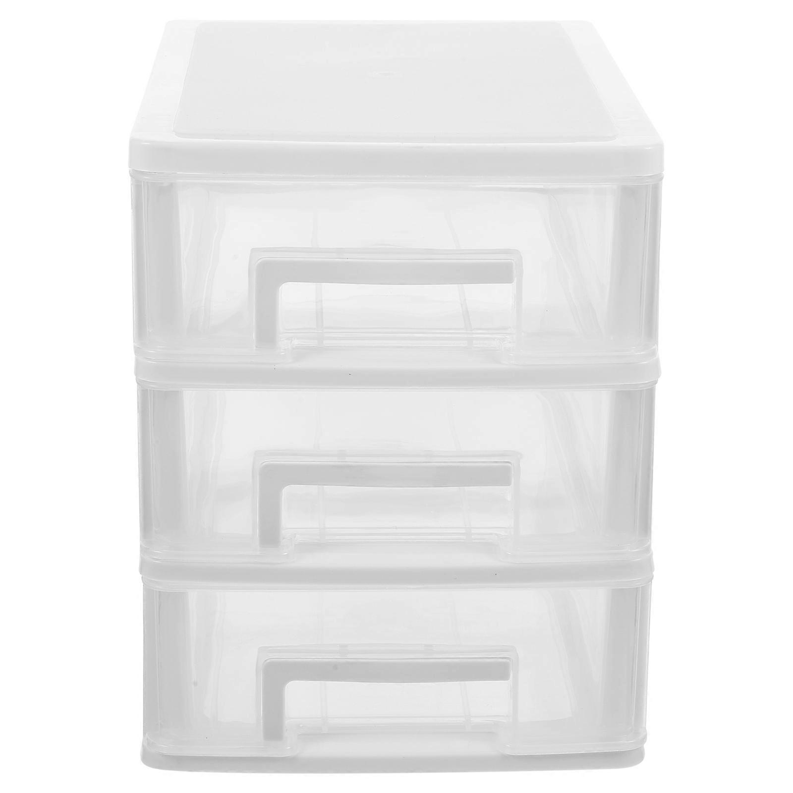 White PP Plastic Drawer Organizer for Kitchen Use MultiLayer Desktop Storage Box 7.87"x3.94"x5.91"