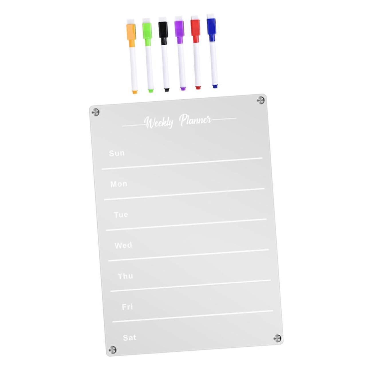 Three-Dimensional Transparent Acrylic Weekly Plan Memo Board, Erasable Fridge Magnet, Clear Refrigerator Organizer Board
