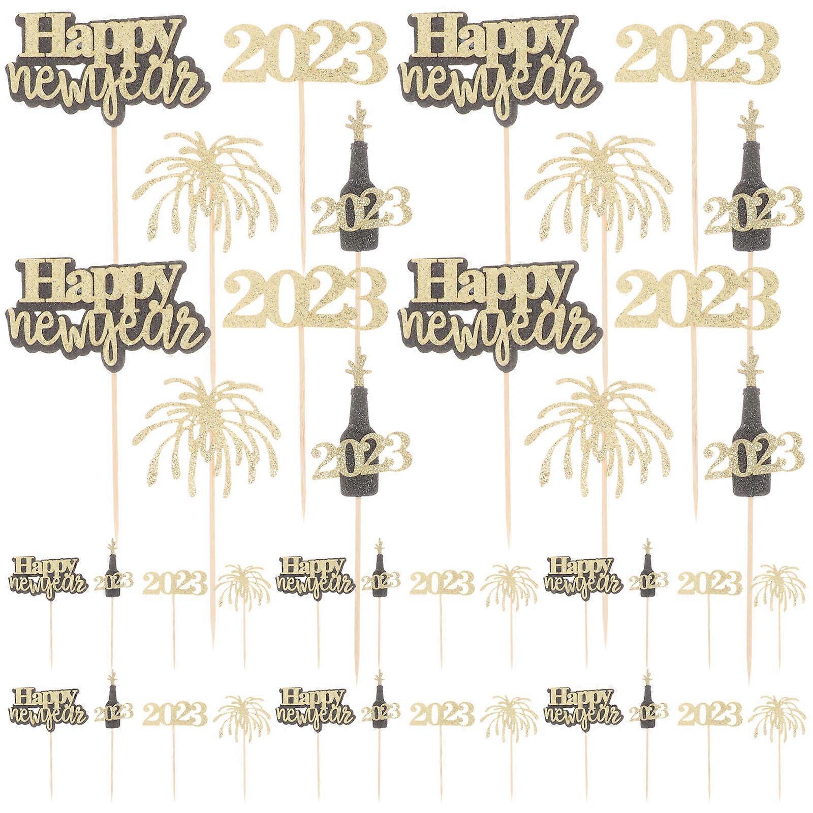 Golden Paper Cake Picks for Decor Use 40pcs Create Festive Atmosphere Safe and Practical