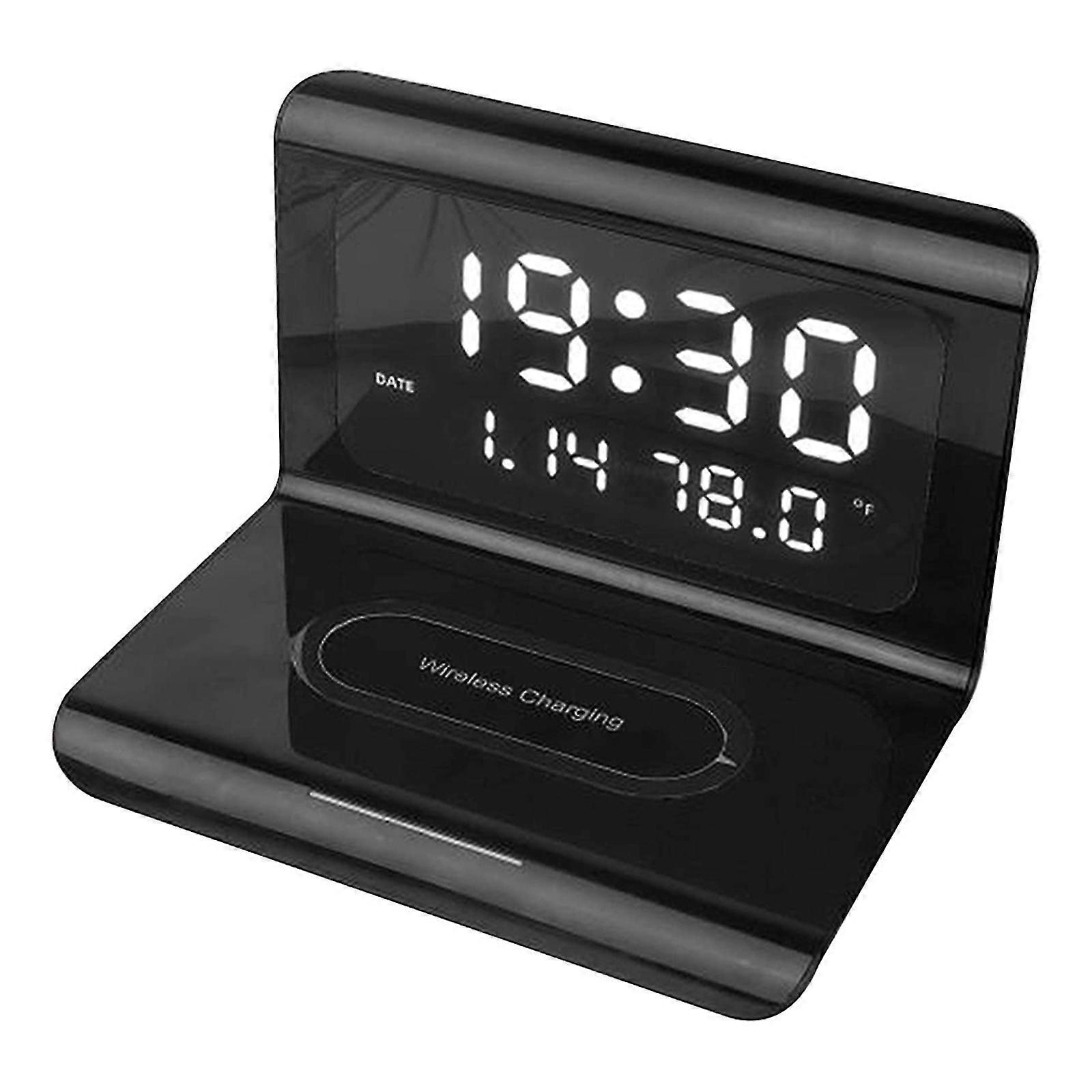 Creatives Wireless Phone Charging Station With Digital Alarm Clock Multifunctional Charger Pad for Phone