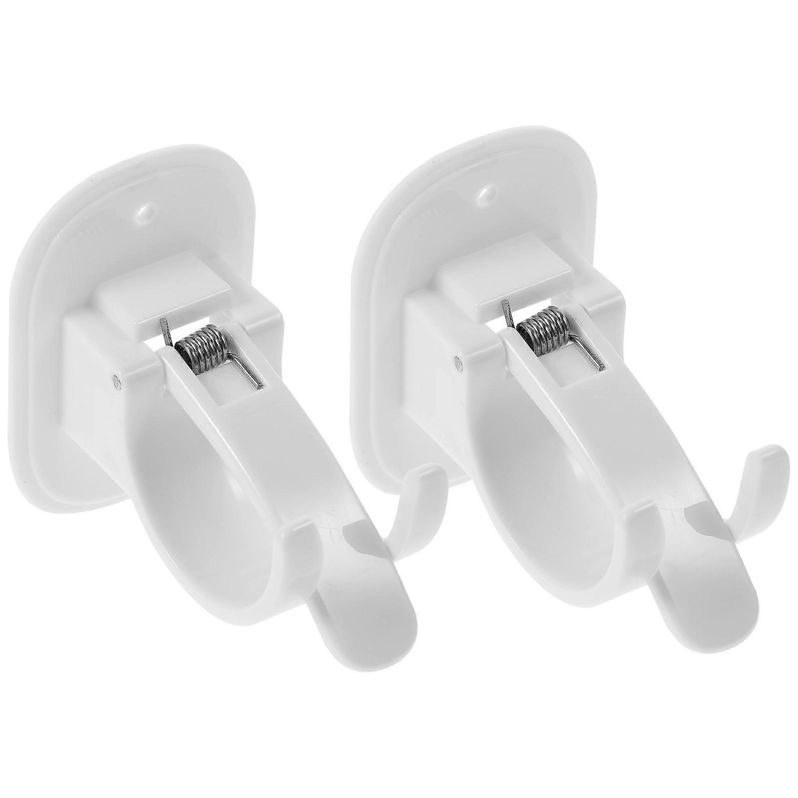 No Drill Curtain Rod Holders Wall Mount Design White Easy to Install Sturdy for Storage Use 1 Set