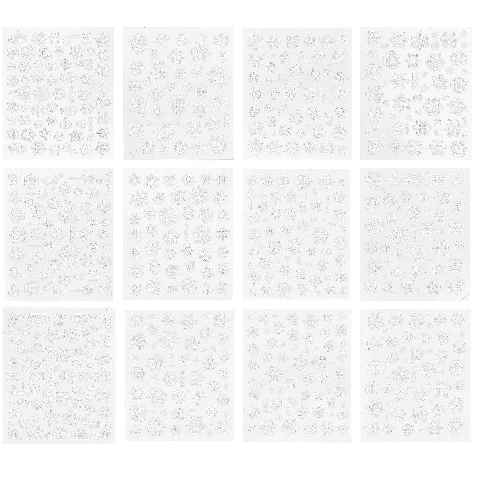 Nail Stickers Snowflakes 12 Sheets For Christmas DIY Decoration White Paper Easy Application