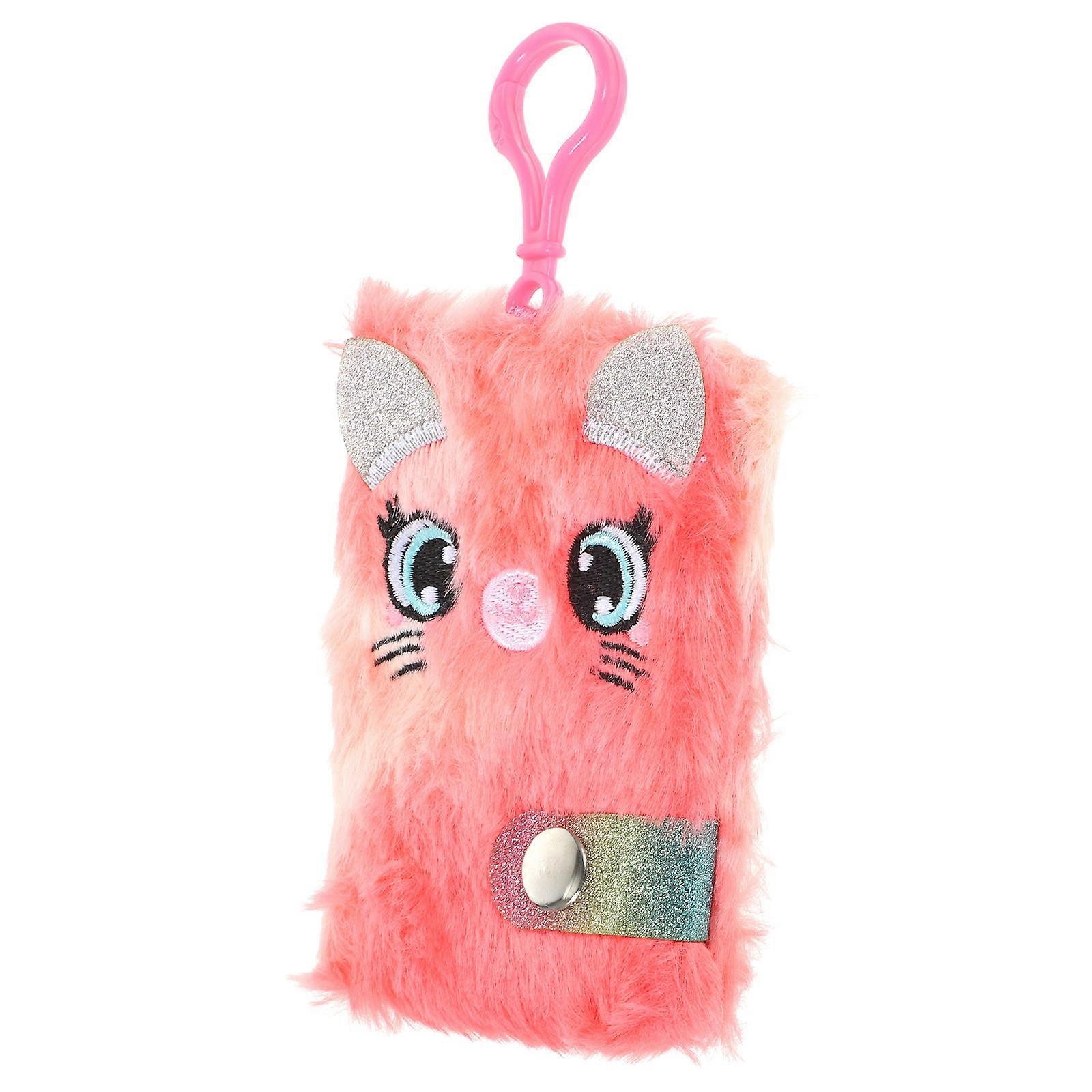 Hanging Fluffy Mini Plush Notebook with Hook   Adorable Cartoon Design for Daily Planning and Easy Writing