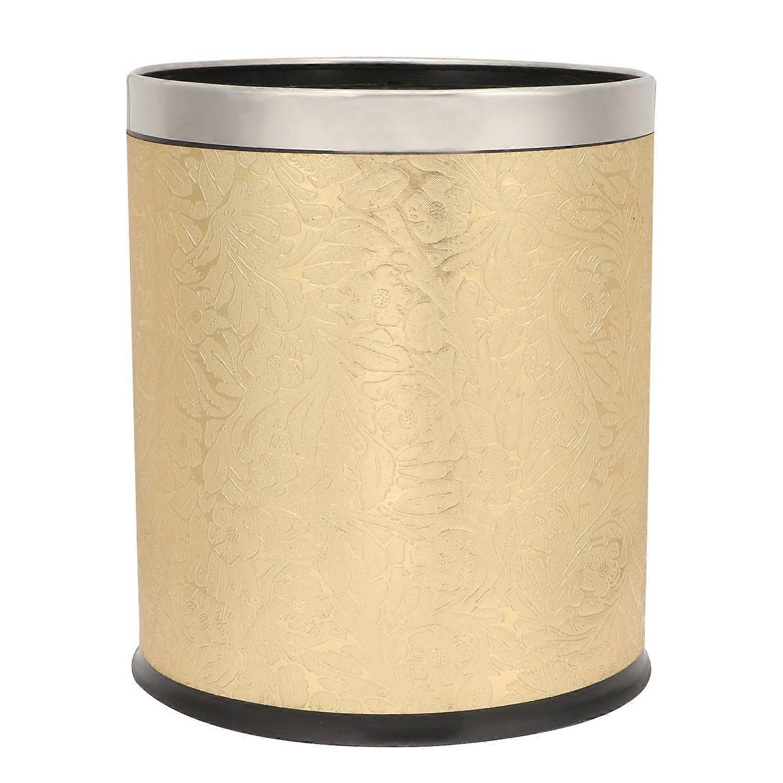 Stylish Round Garbage Bin, Lidless Fireproof Waste Container for Home, Office, Bedroom, and KTV Use