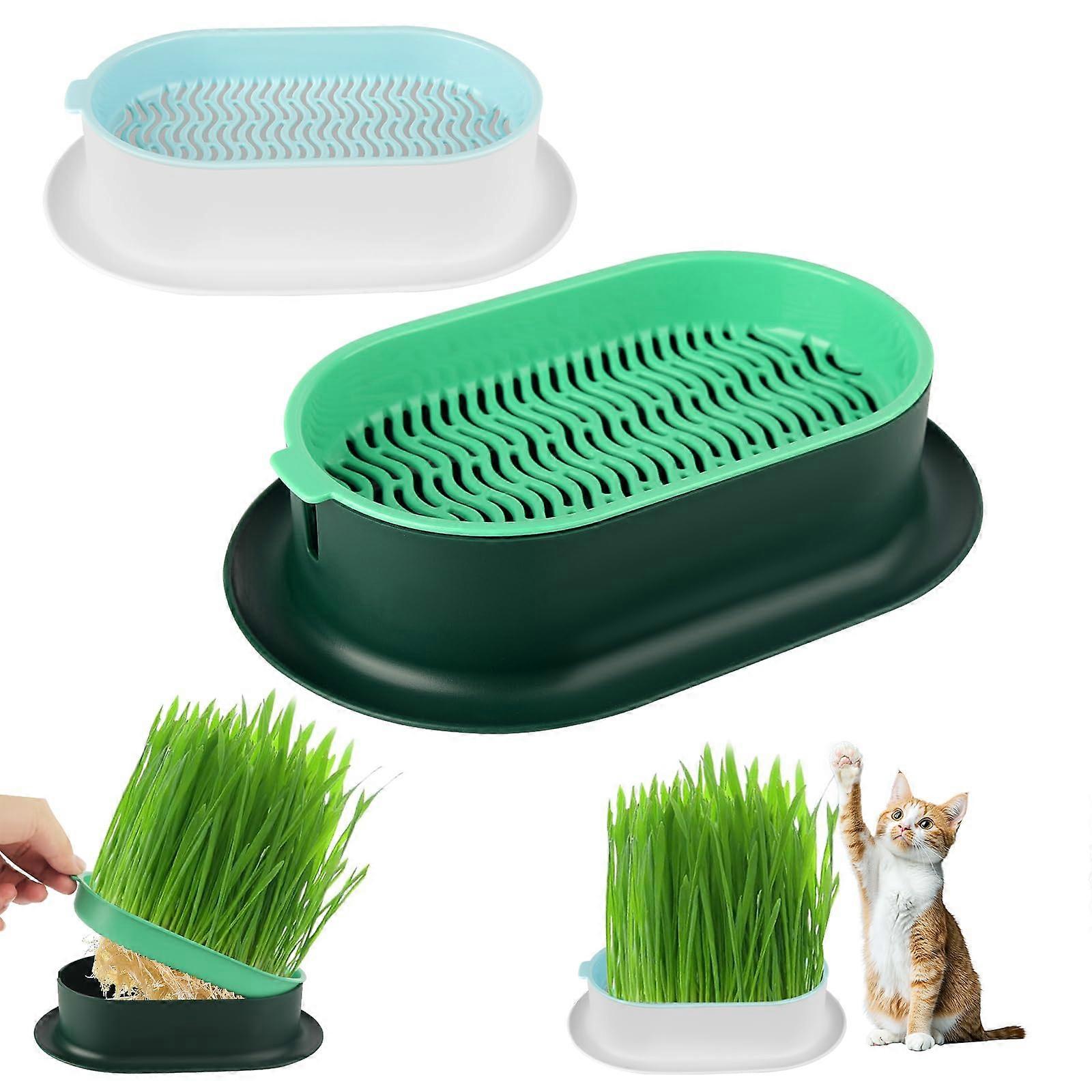 Cat Grass Bowl Germination Tray Planter Pack of 2, ABS Material Propagation Trays for Indoor Outdoor Use, Style B